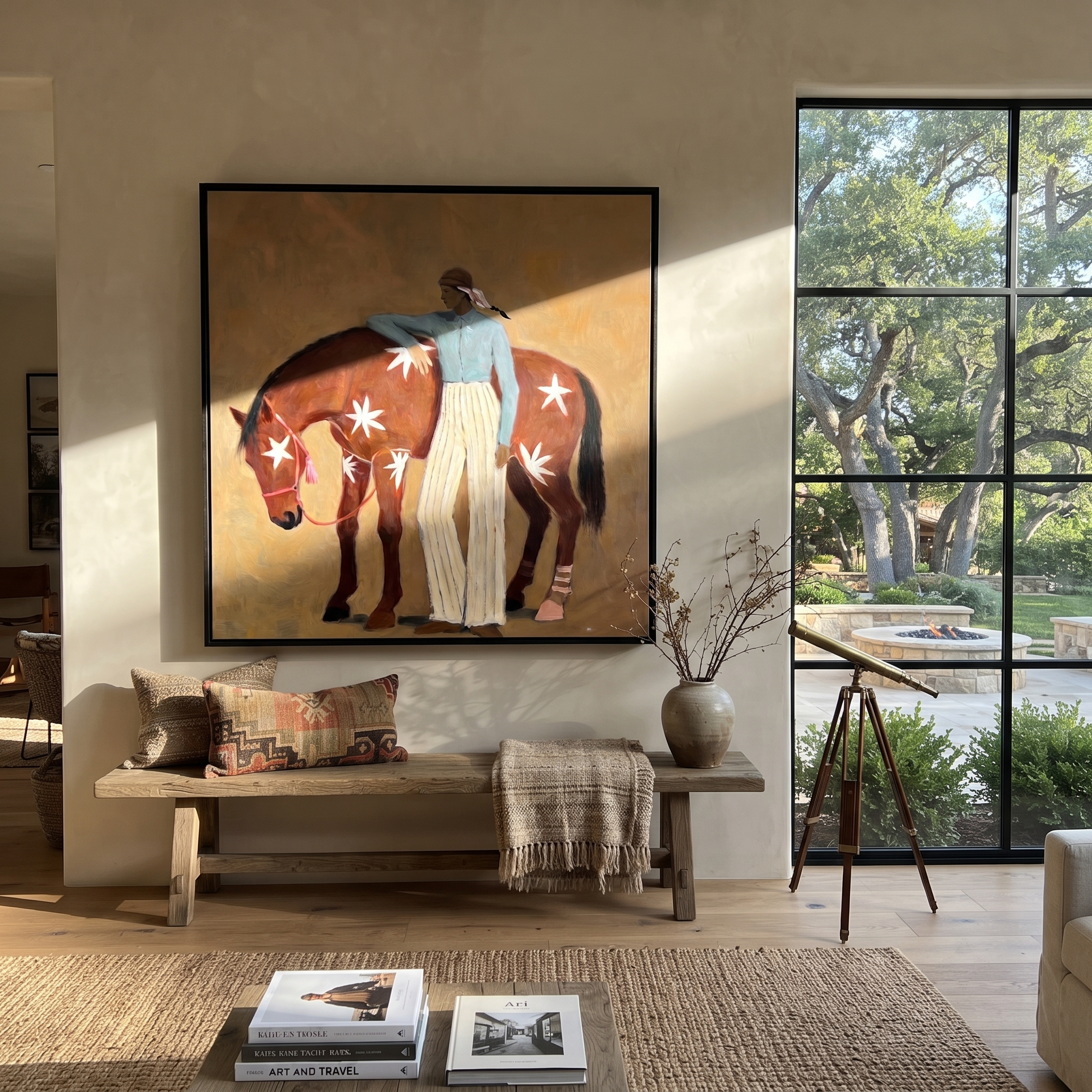 Blue Figure Comforts Chestnut styled with warm modern furnishings