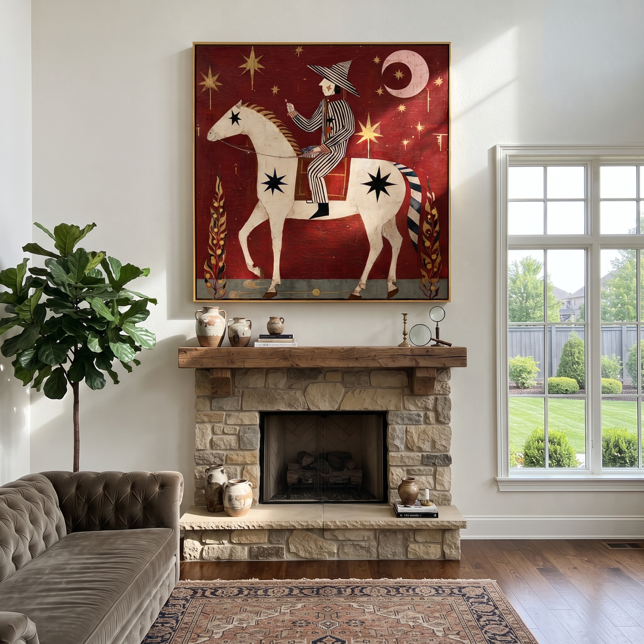 Striped Rider Courts Moonlight styled with warm modern furnishings