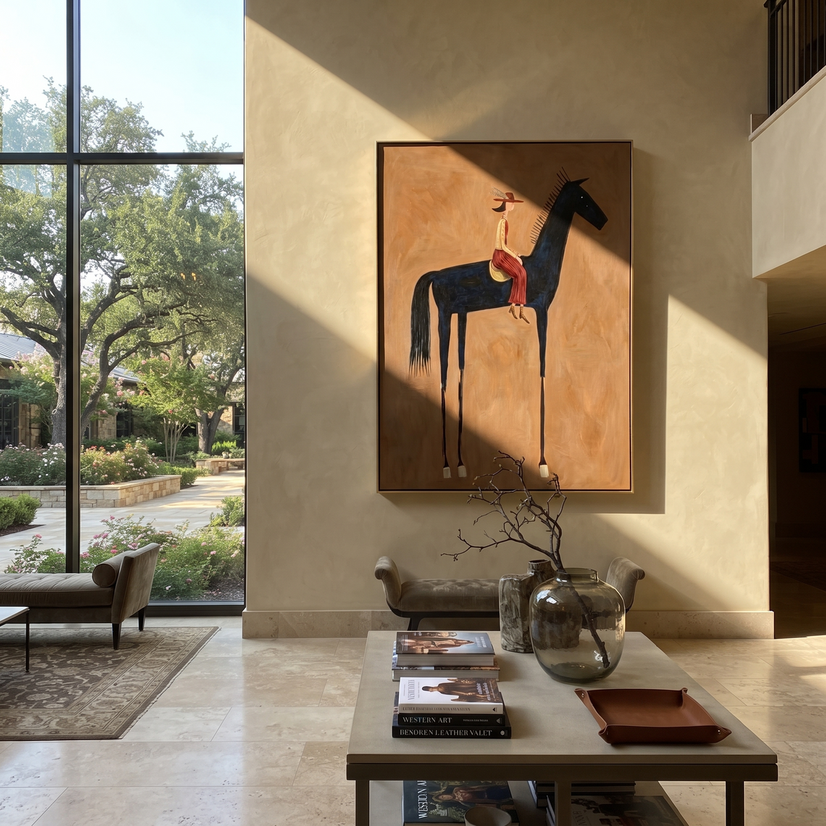 Red Saddle Climbs Ochre presented as a colorful interior focal point