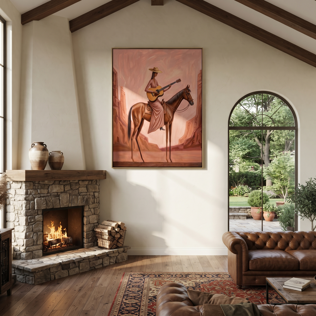 Guitar Travels Pink Canyons presented as a colorful interior focal point