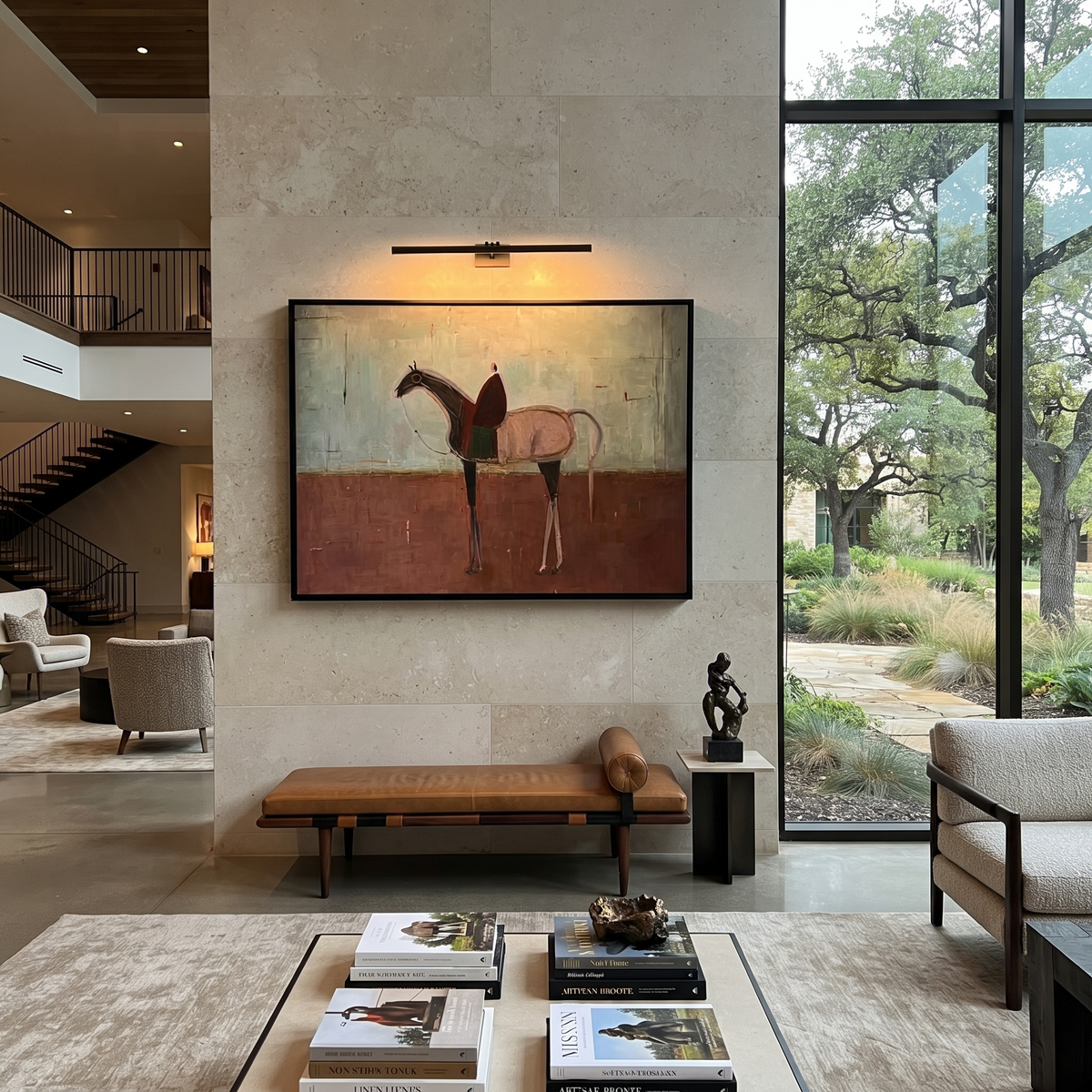 Lone Rider Crosses Brick presented as a colorful interior focal point