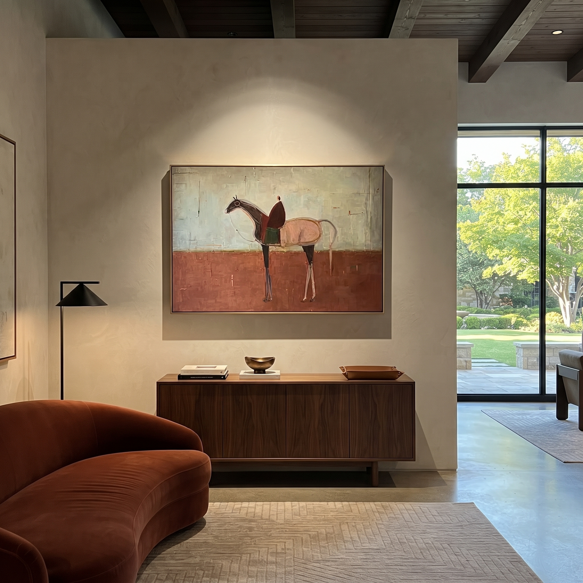 Lone Rider Crosses Brick styled with wood, linen, and modern decor