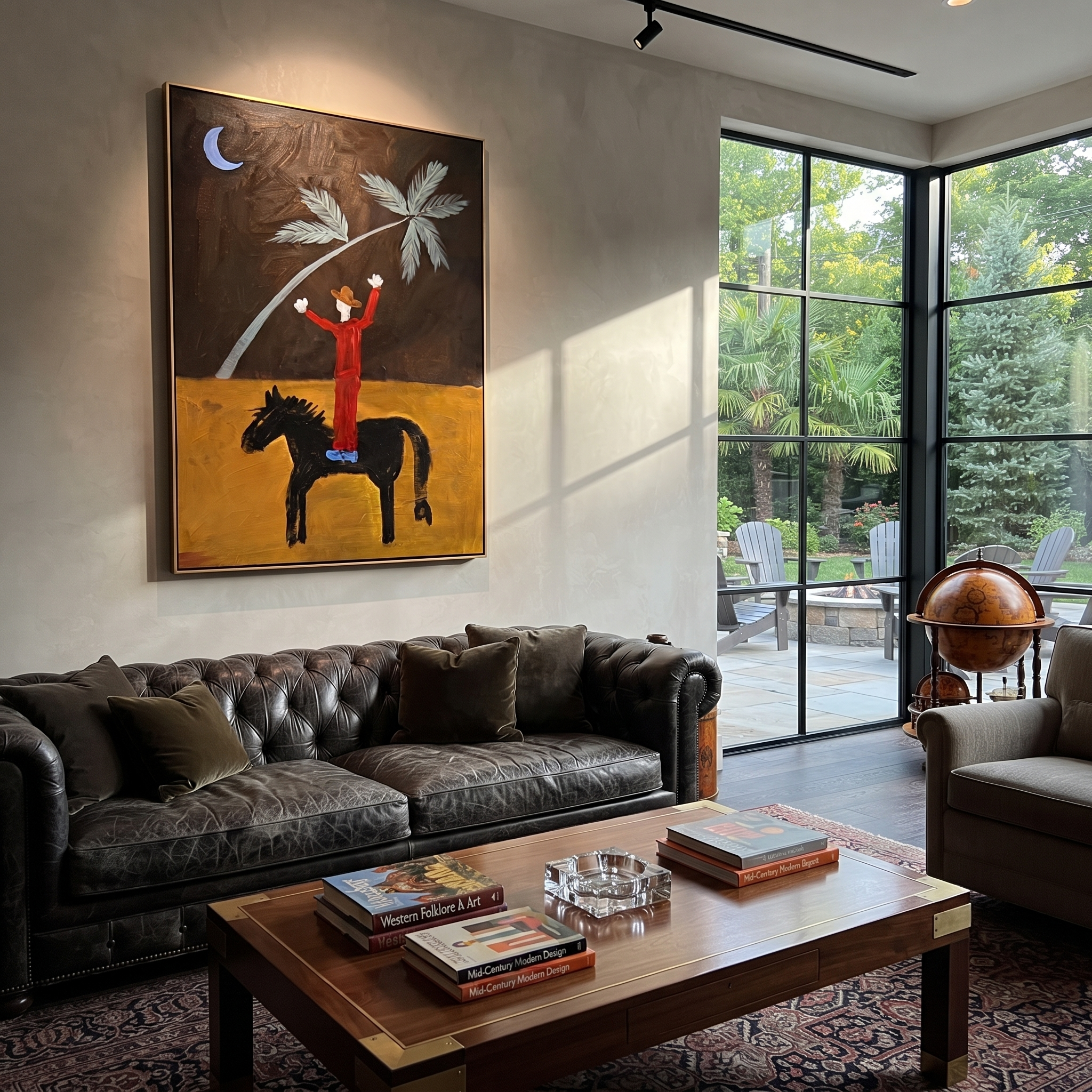 Red Rider Raises Palm displayed in a collected contemporary interior