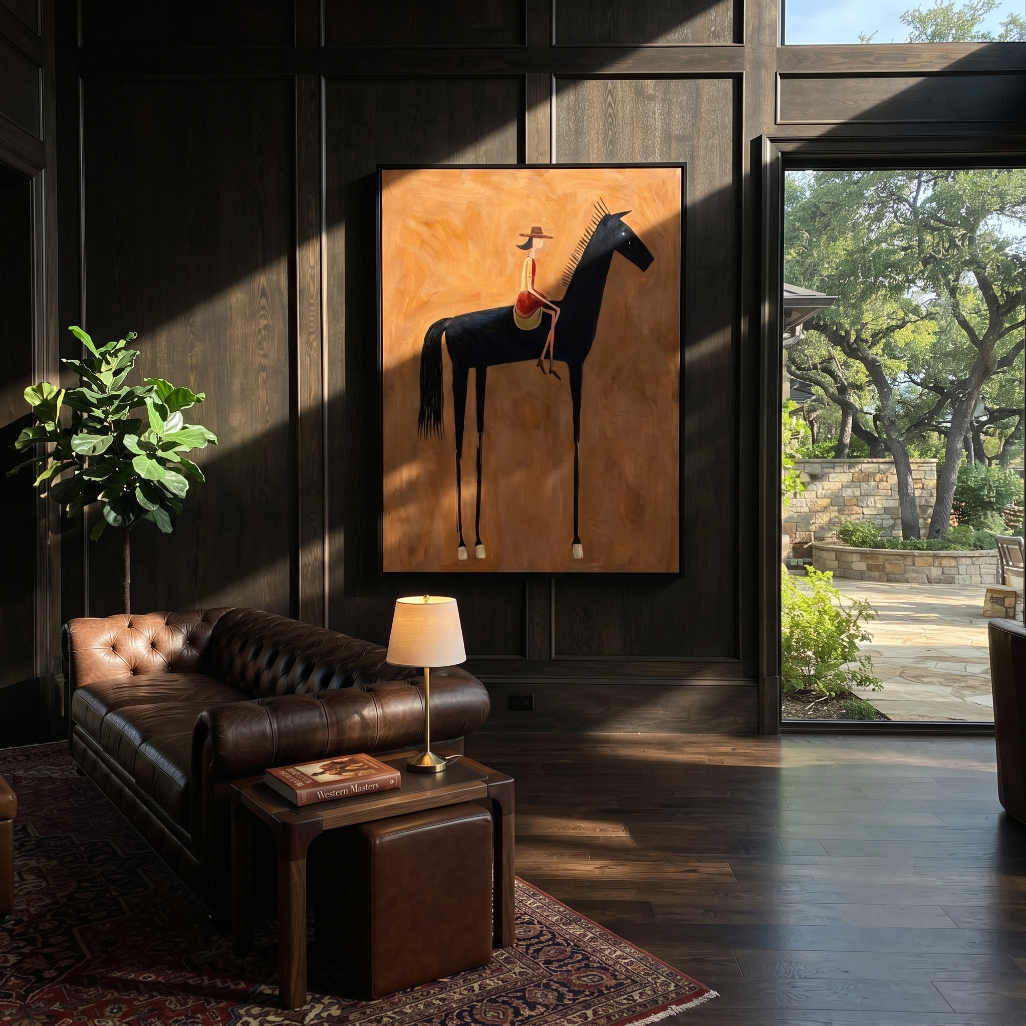 Black Horse Carries Red displayed in a layered residential setting