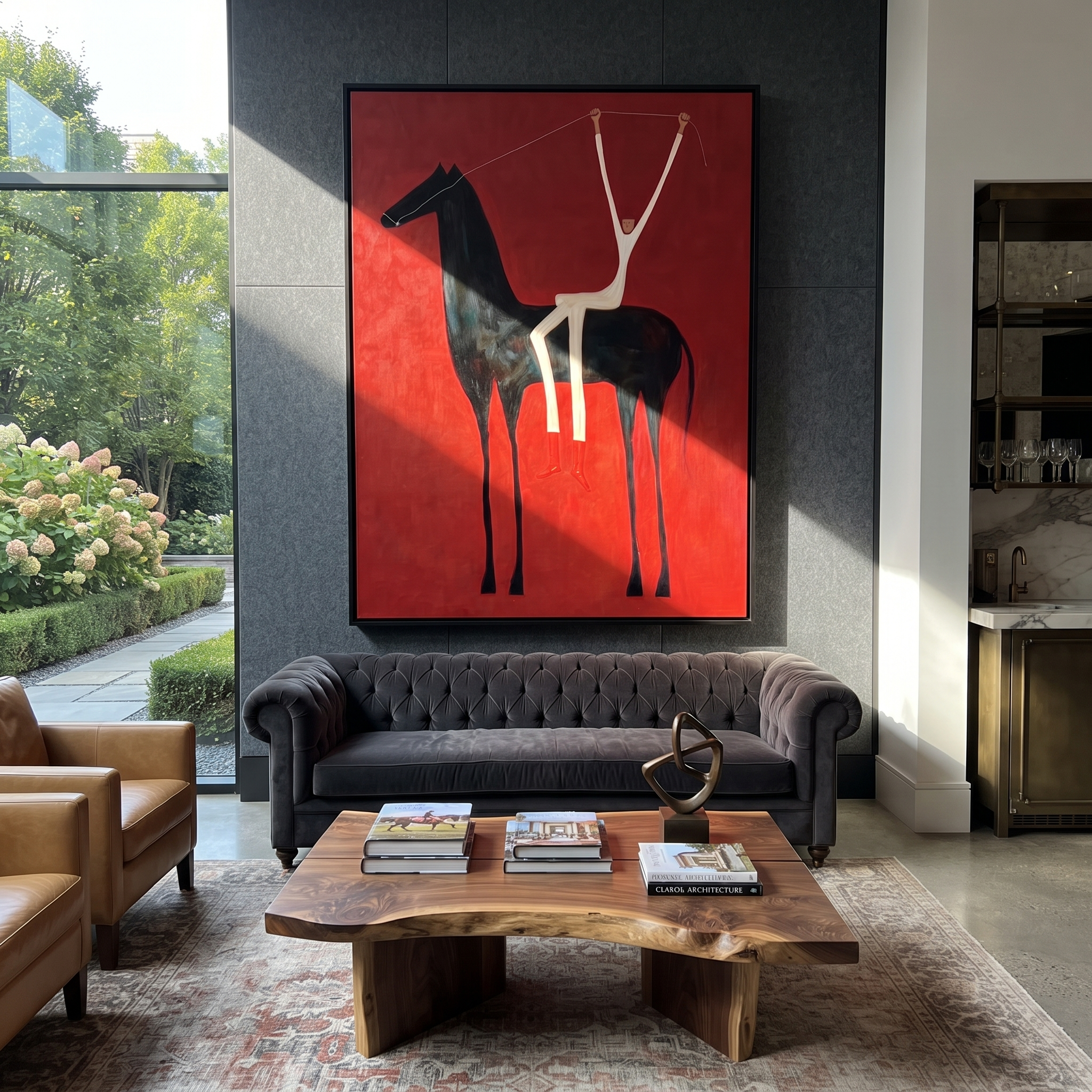 White Arms Split Crimson presented as a colorful interior focal point