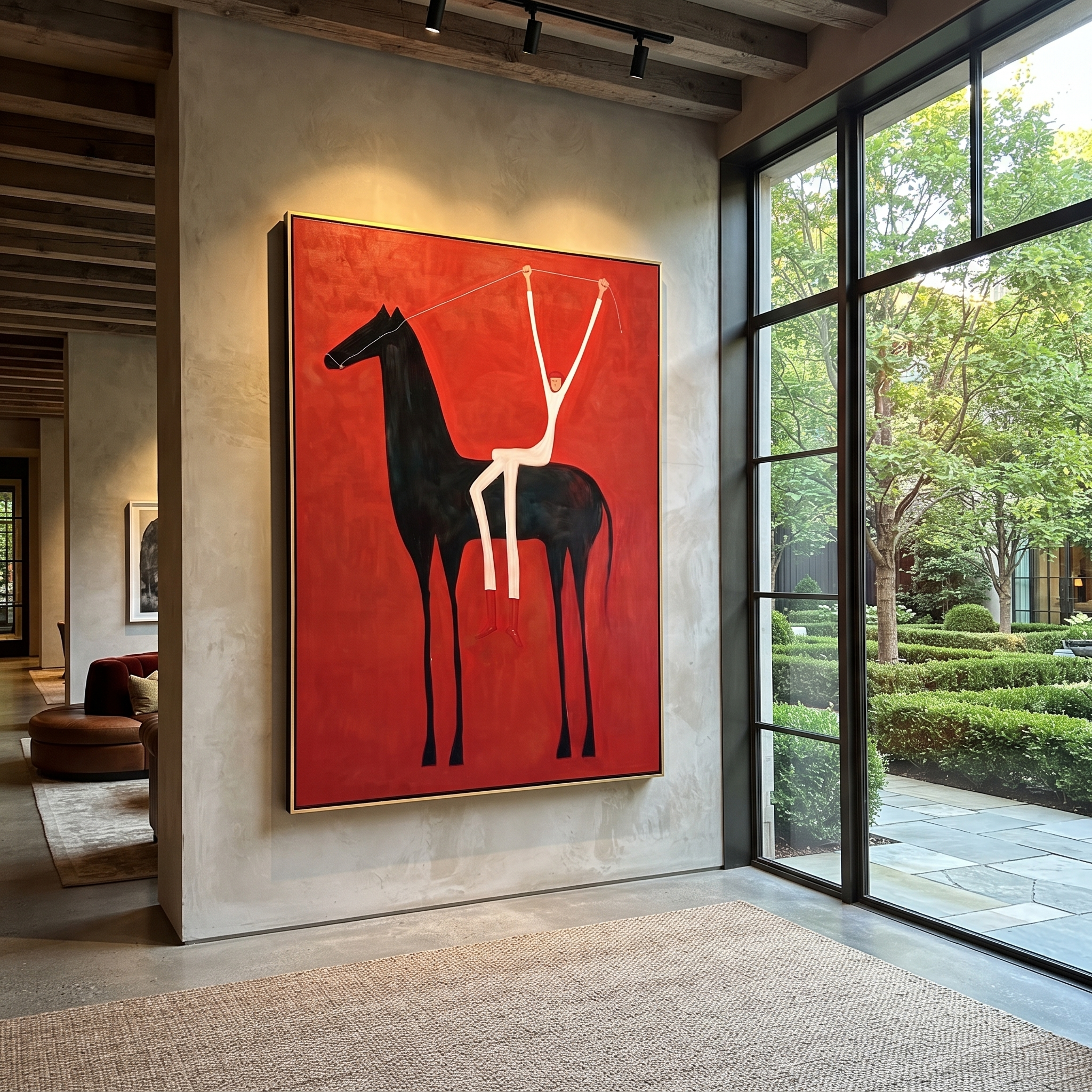 White Arms Split Crimson styled with wood, linen, and modern decor
