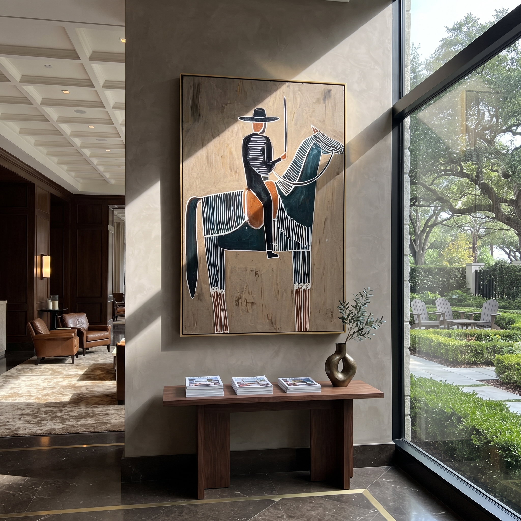 Striped Pair Faces West displayed in a layered residential setting