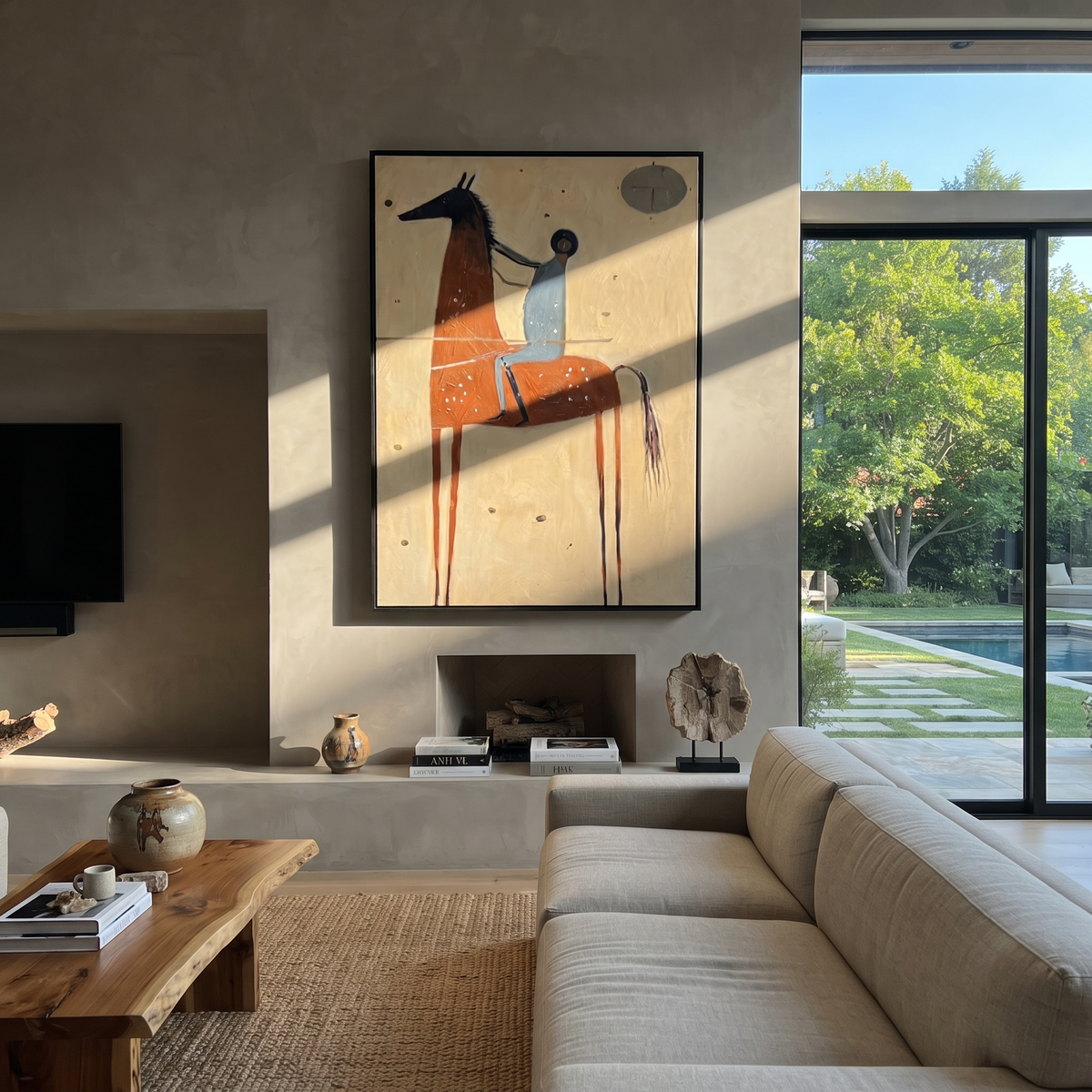 Blue Rider Draws Orbit displayed in a collected contemporary interior