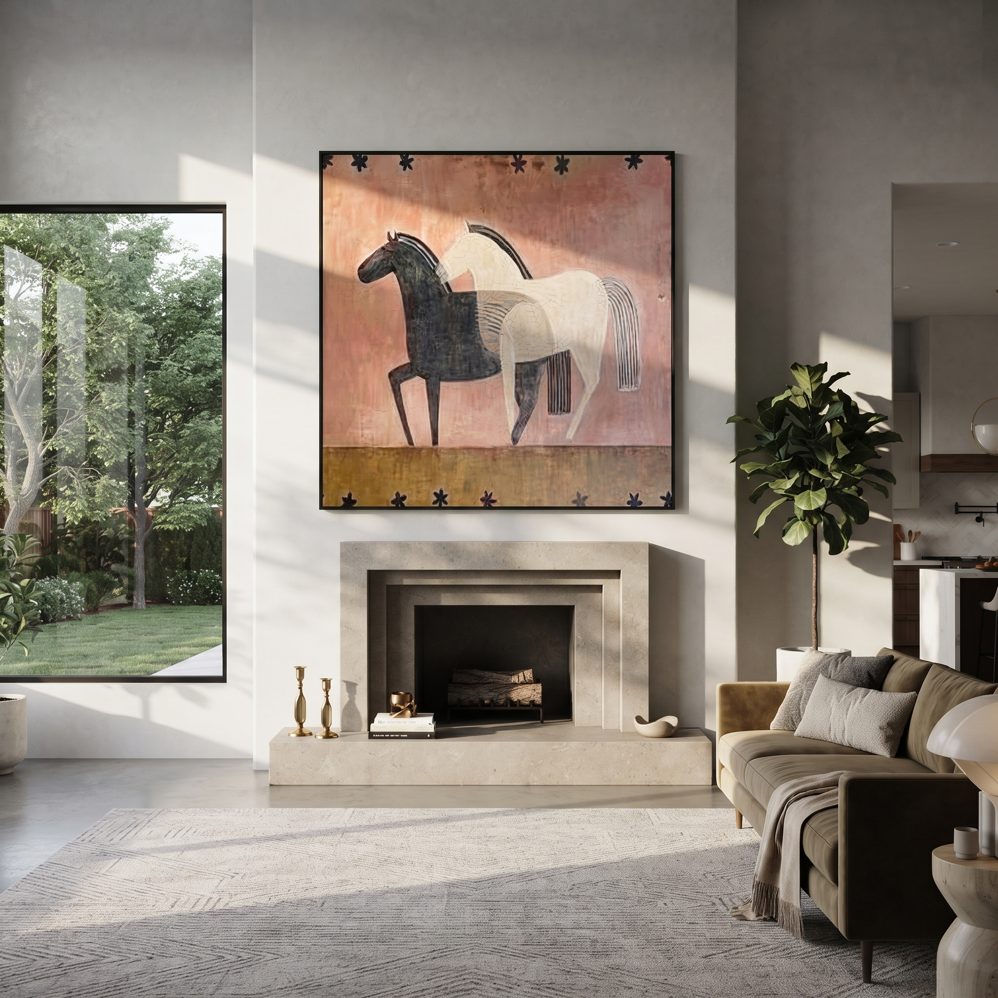 Black Horse Shadows White styled with warm modern furnishings