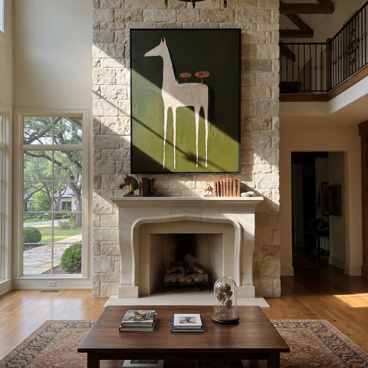Two Mushrooms Ride Ivory presented as a colorful interior focal point