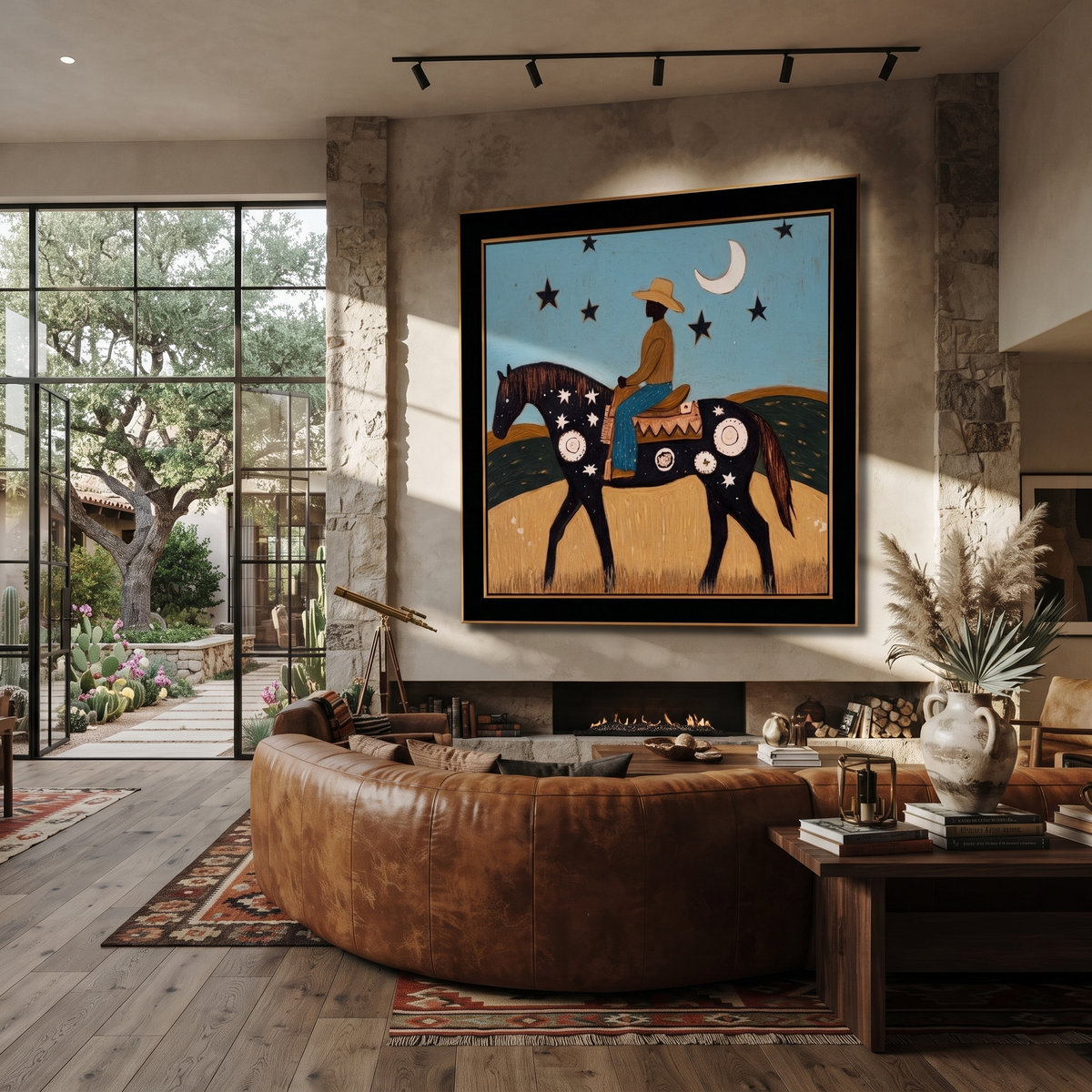 Crescent Guides Starry Rider presented as a colorful interior focal point