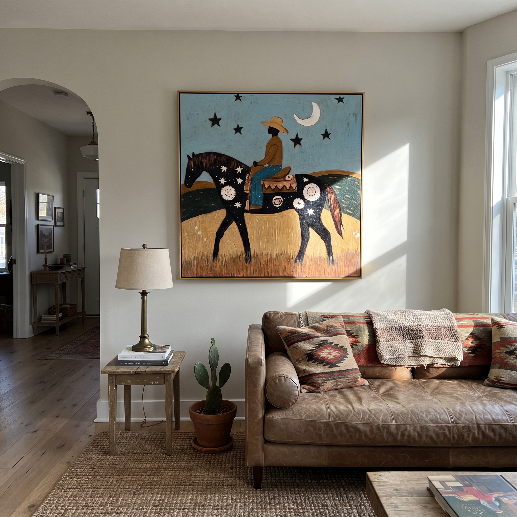 Crescent Guides Starry Rider displayed in a layered residential setting