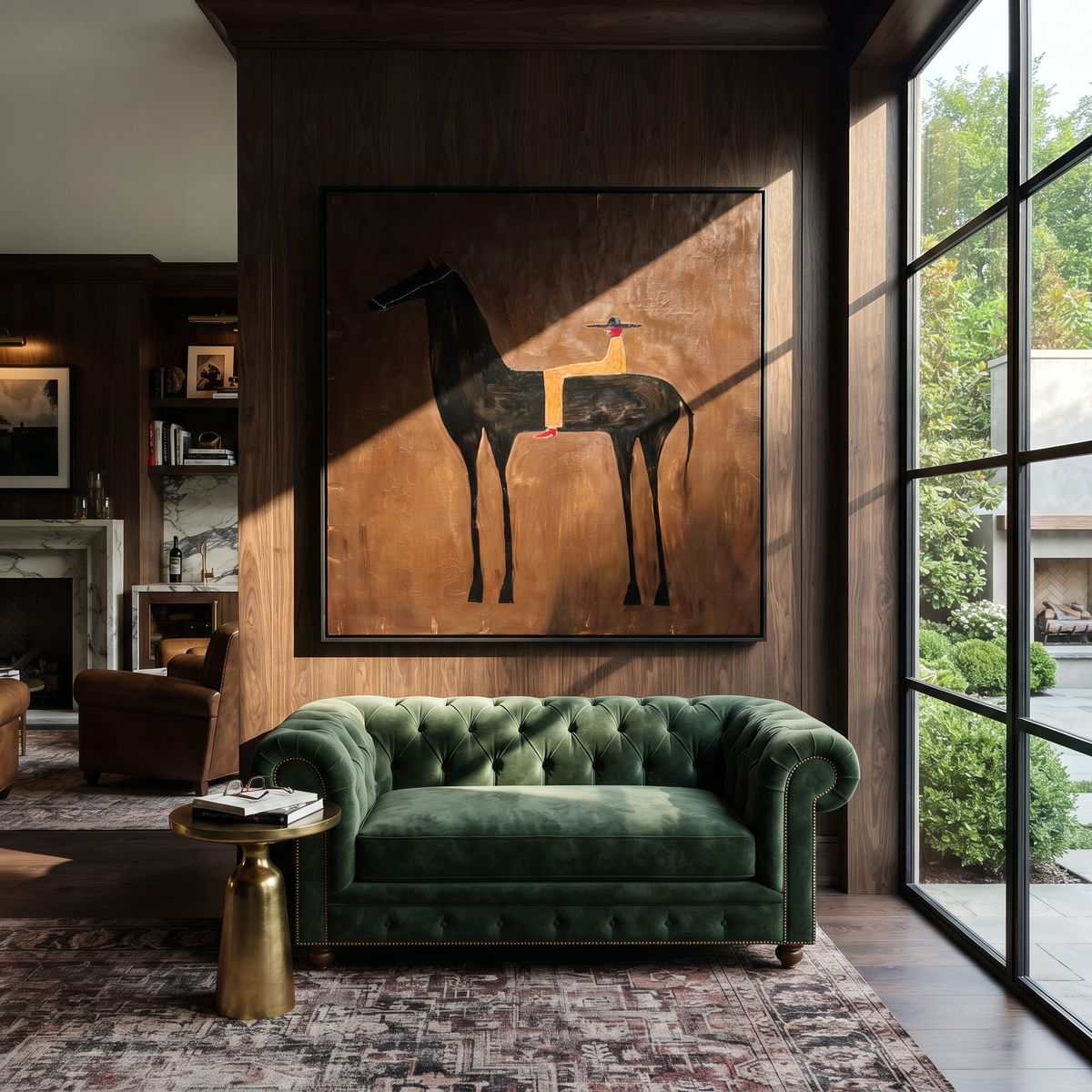 Foal Shelters beside Mother styled with warm modern furnishings
