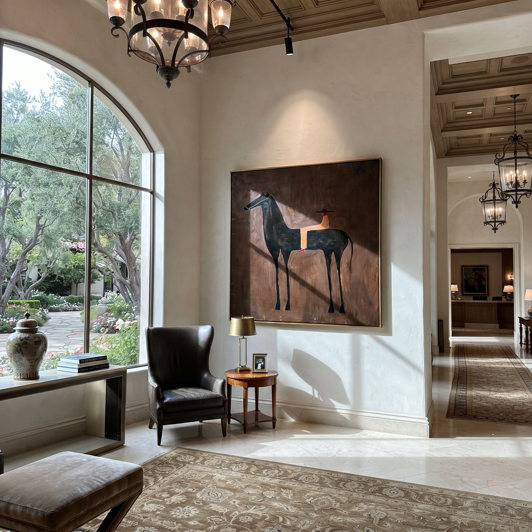 Foal Shelters beside Mother styled with wood, linen, and modern decor