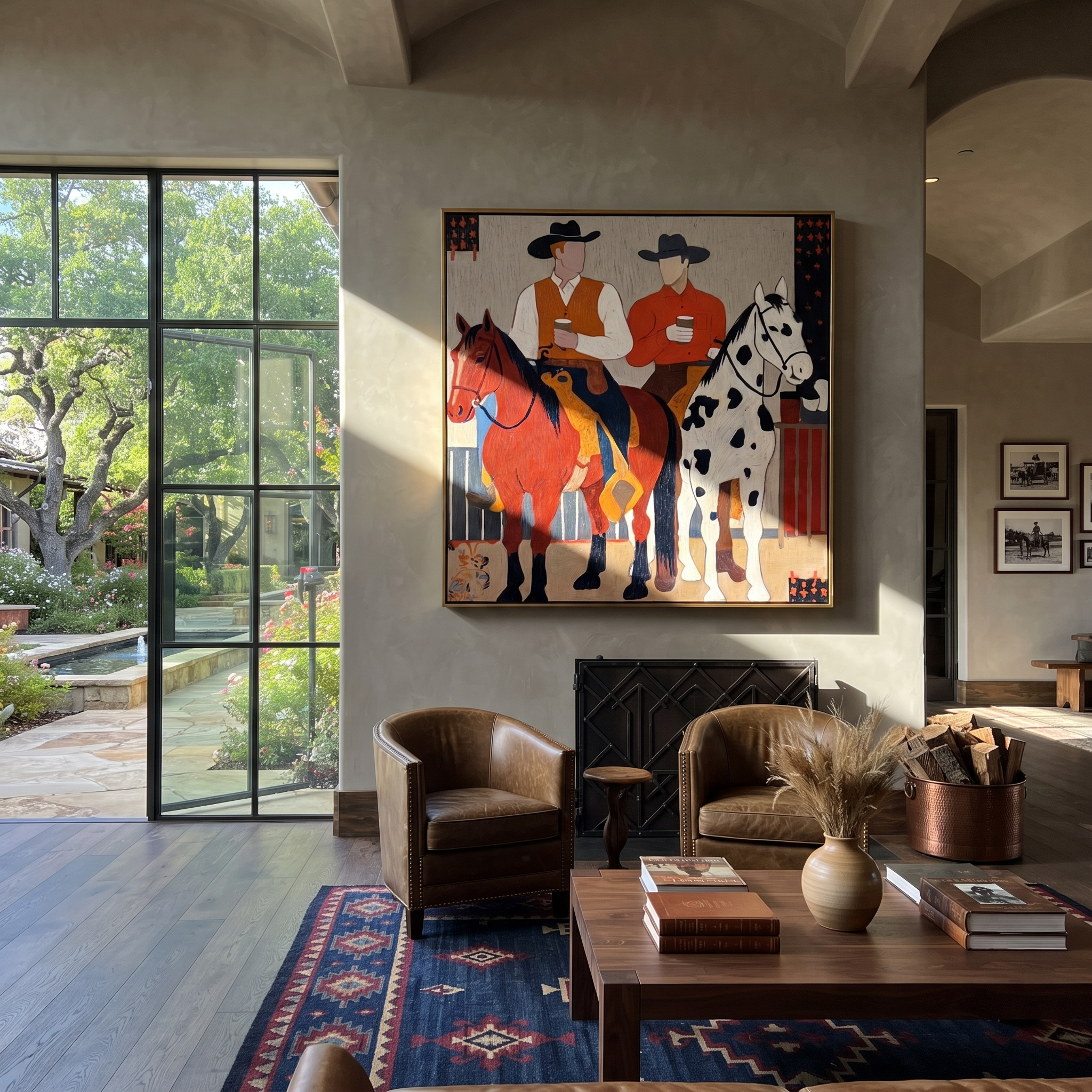 Two Cowboys Ride Together displayed in a collected contemporary interior