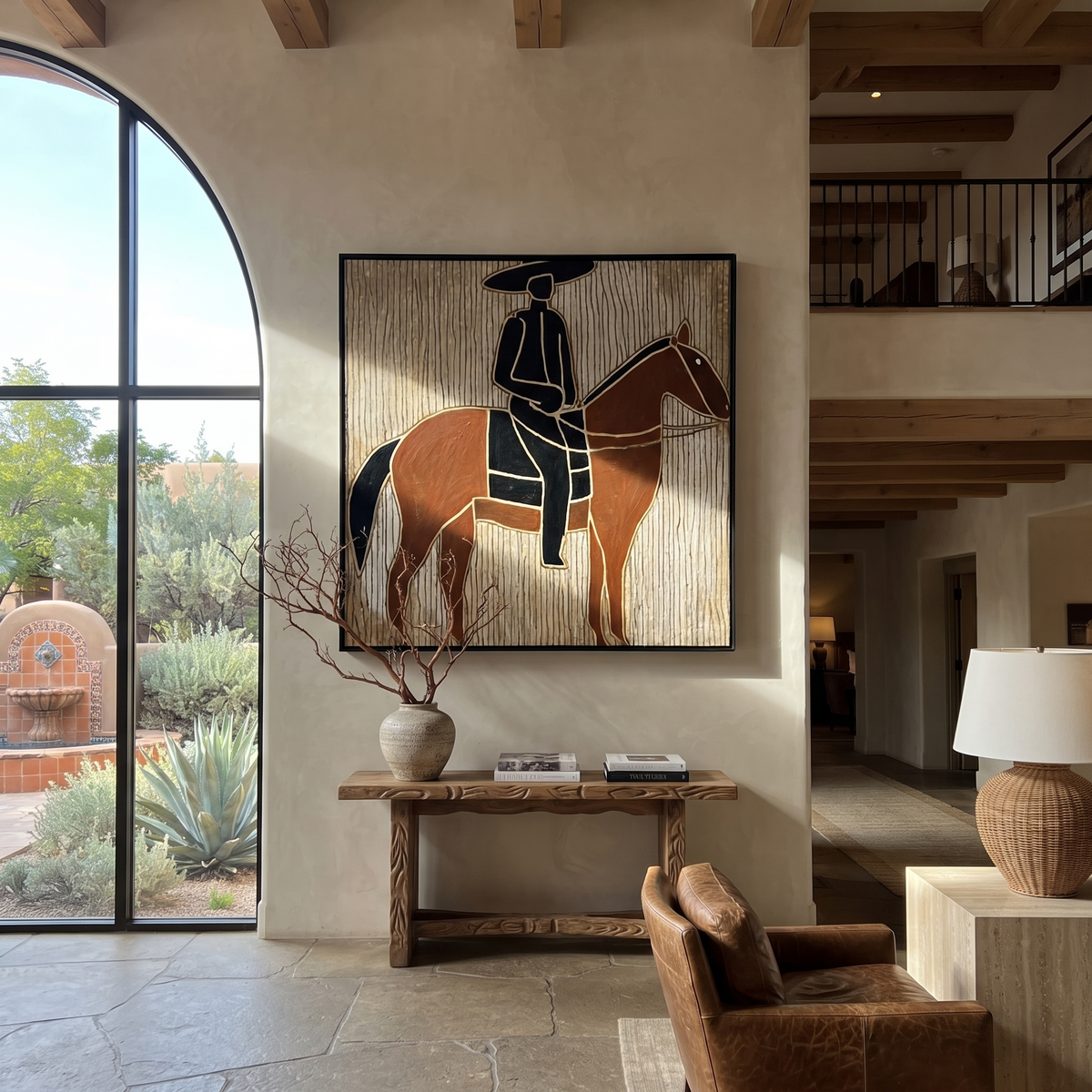 Black Lines Frame Rider presented as a colorful interior focal point