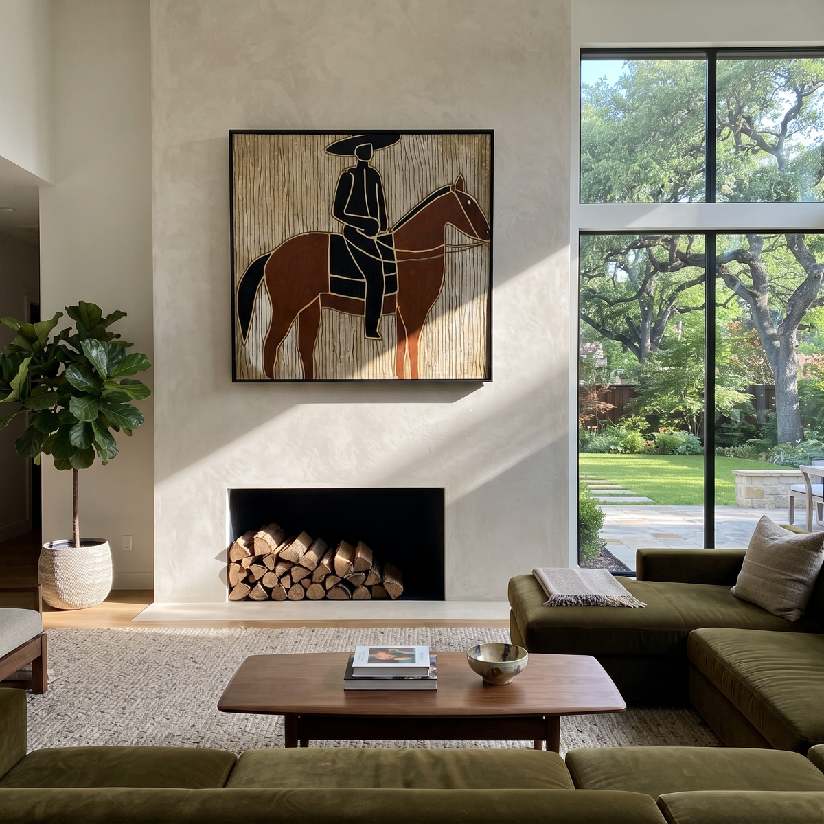 Black Lines Frame Rider displayed in a layered residential setting