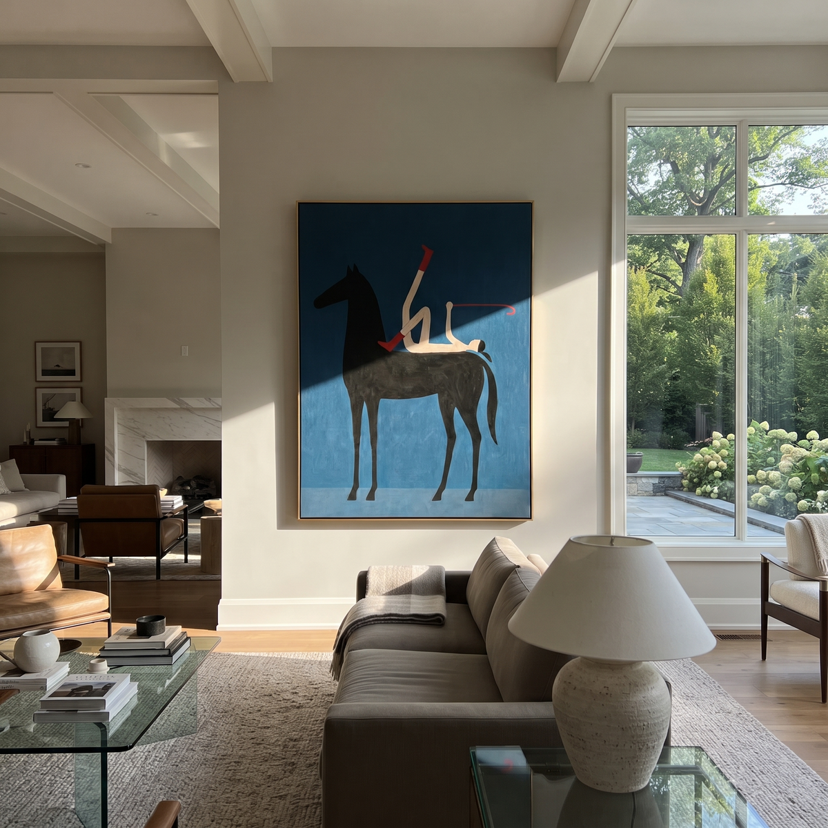 Red Boot Splits Blue displayed in a collected contemporary interior