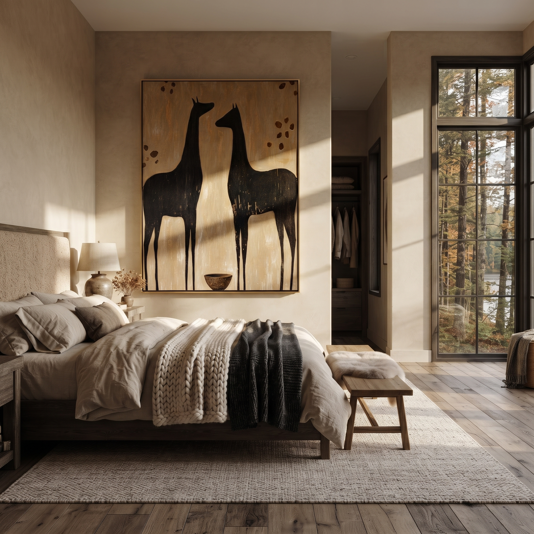 Two Black Horses Listen styled with warm modern furnishings