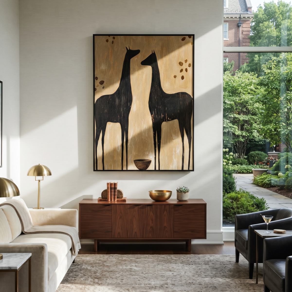 Two Black Horses Listen presented as a colorful interior focal point