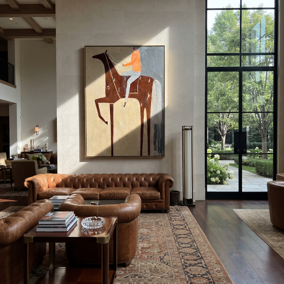 Orange Rider Rises High displayed in a collected contemporary interior