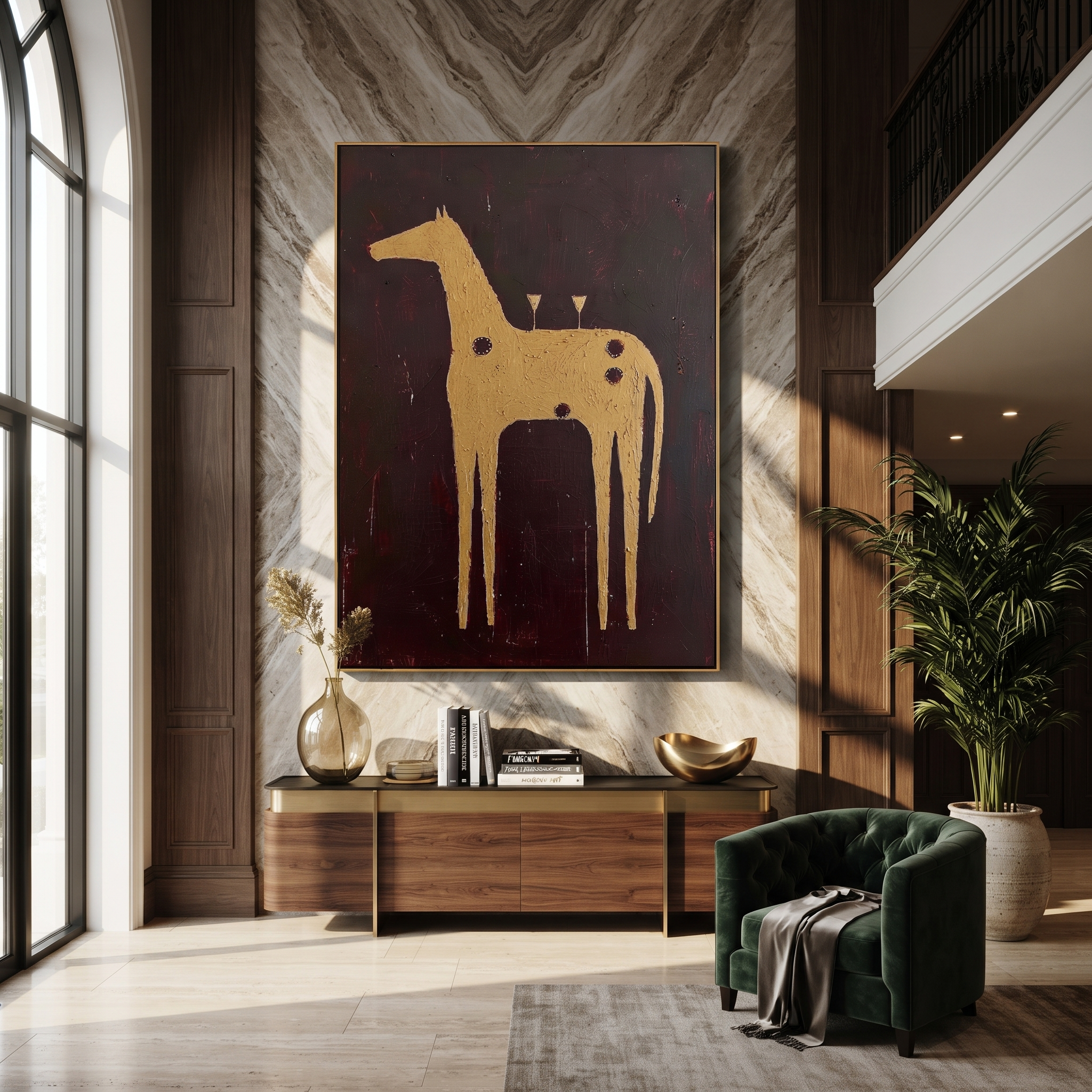 Three Glasses Crown Gold displayed in a collected contemporary interior