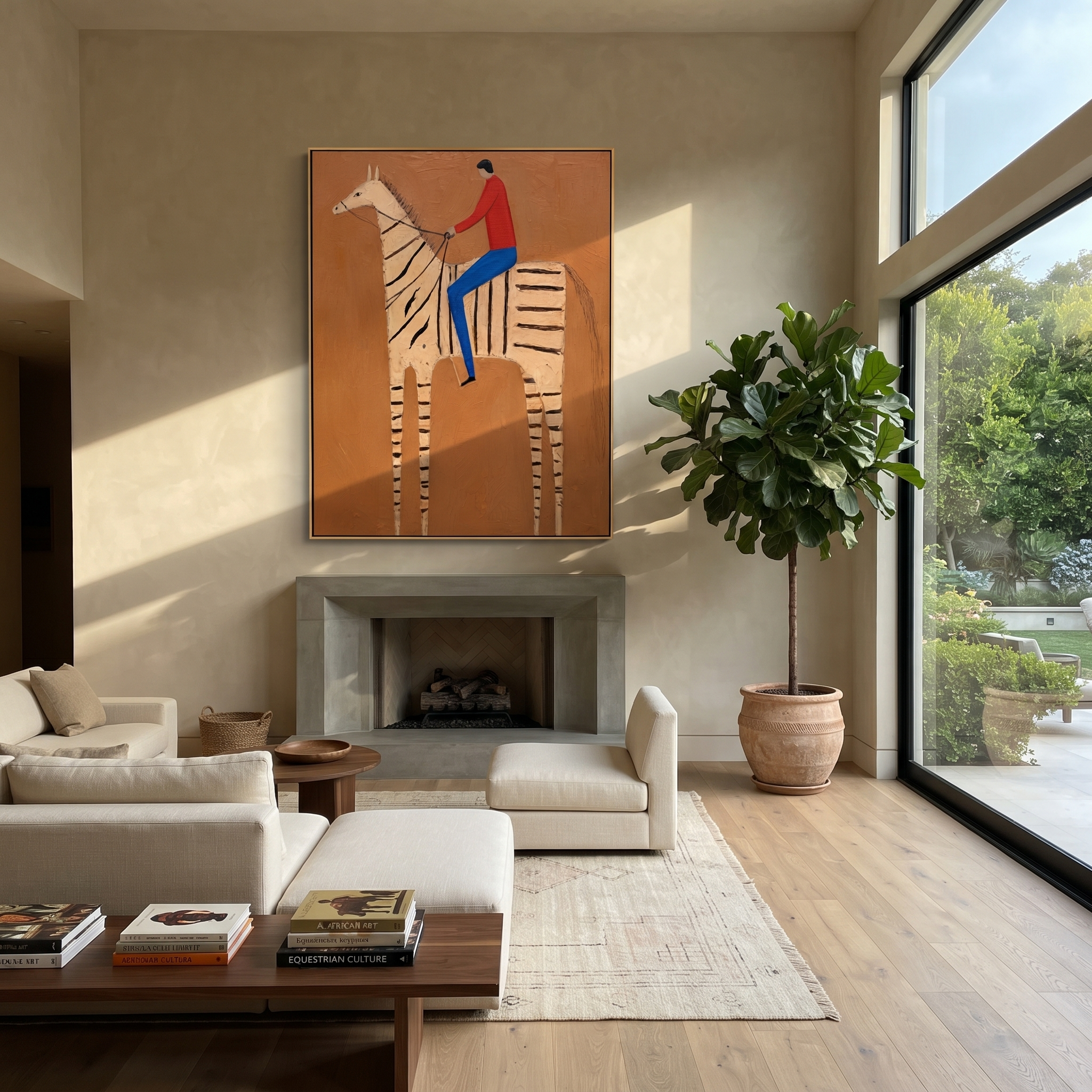 Red Shirt Rides Stripes styled with wood, linen, and modern decor
