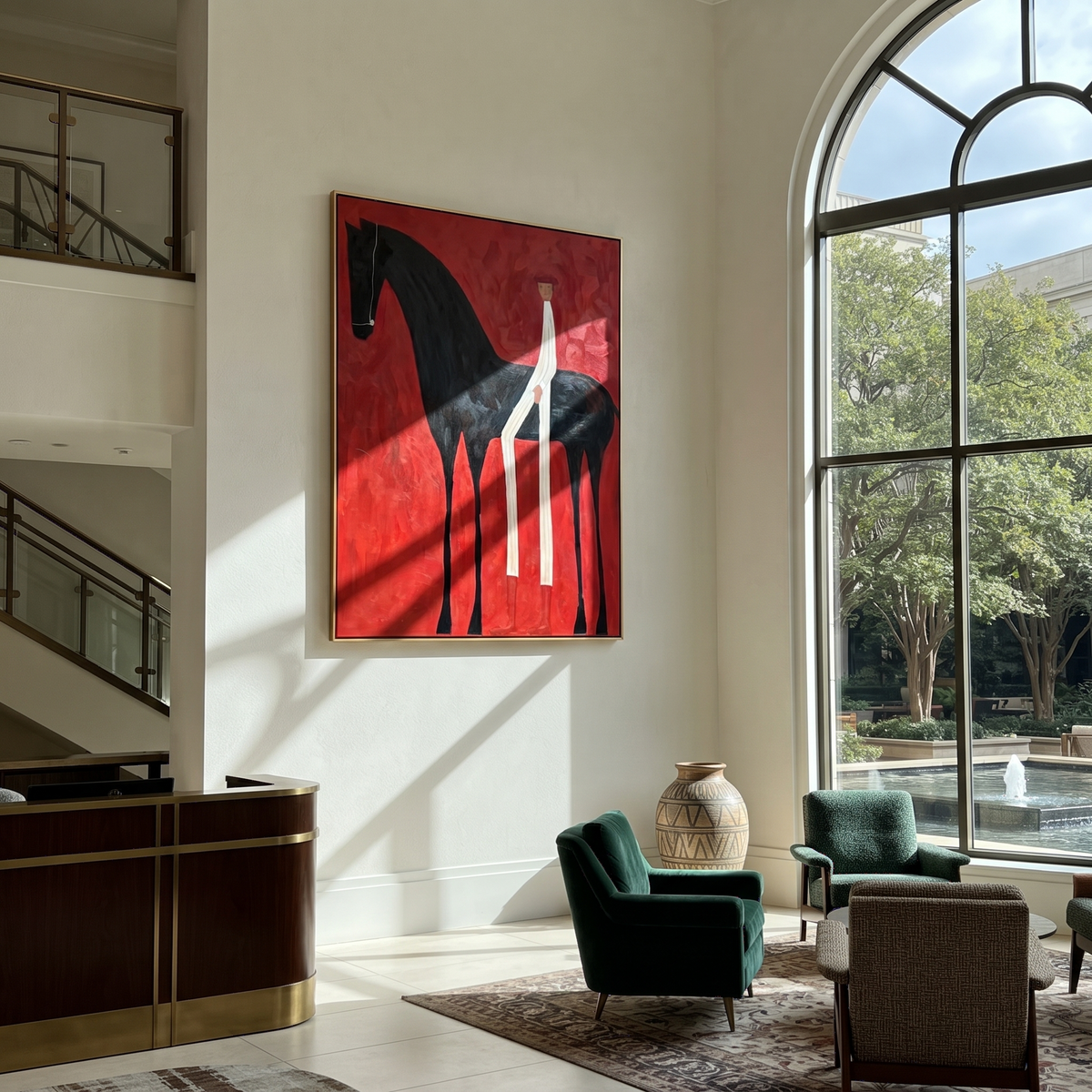 White Figure Splits Crimson styled with wood, linen, and modern decor