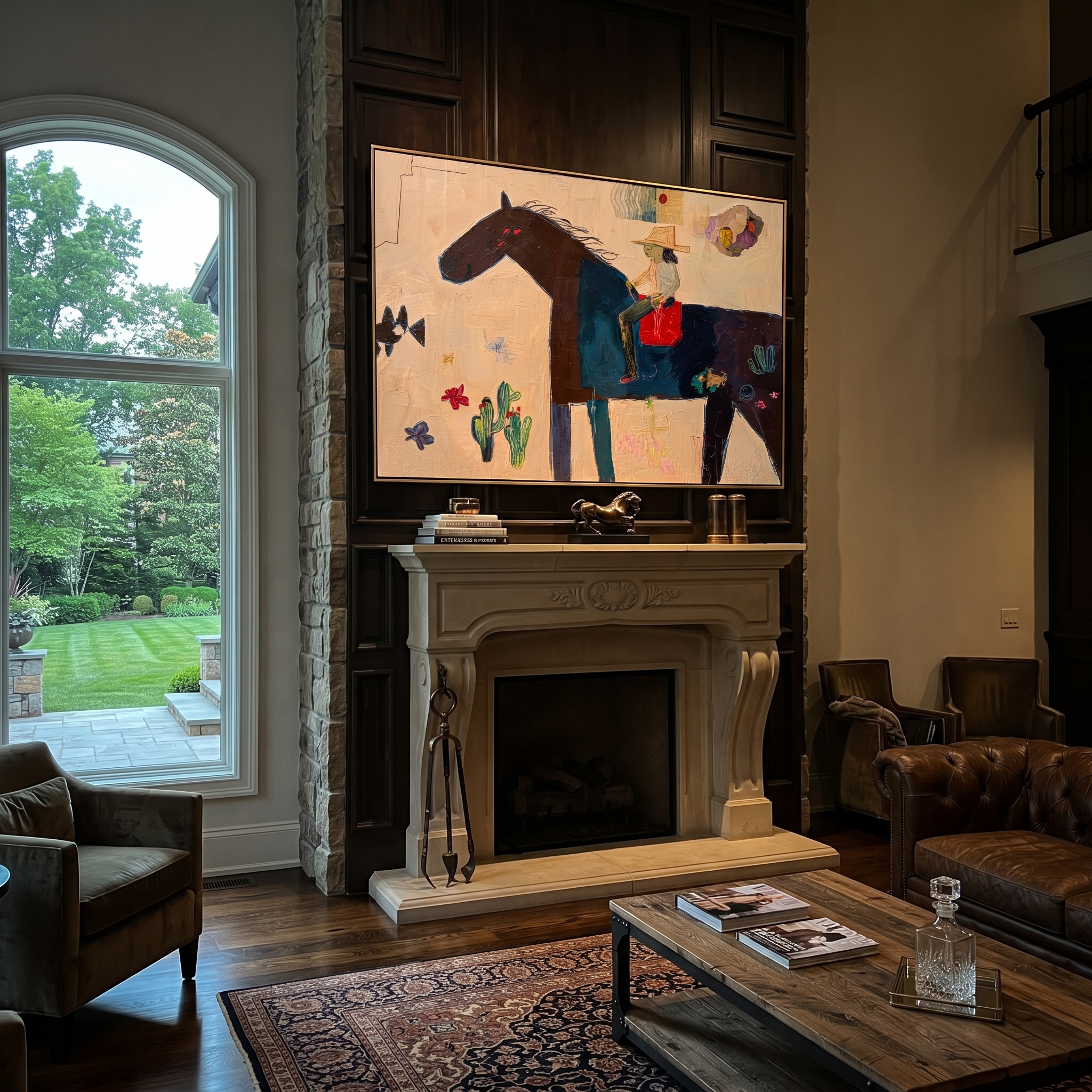 Painted Horse Carries Garden styled with wood, linen, and modern decor