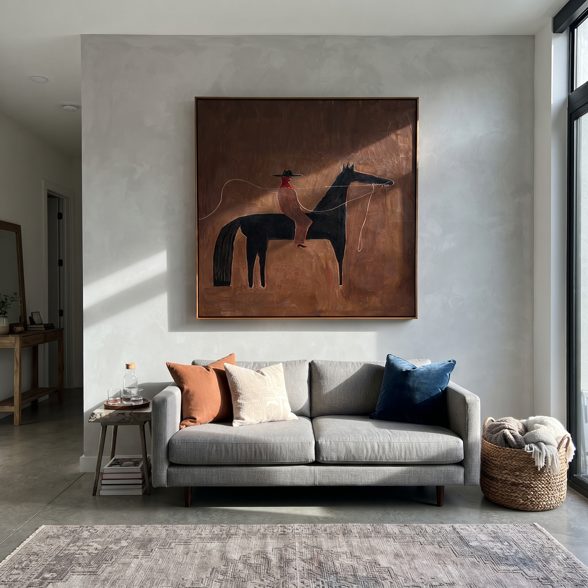 Two Riders Share Earth presented as a colorful interior focal point