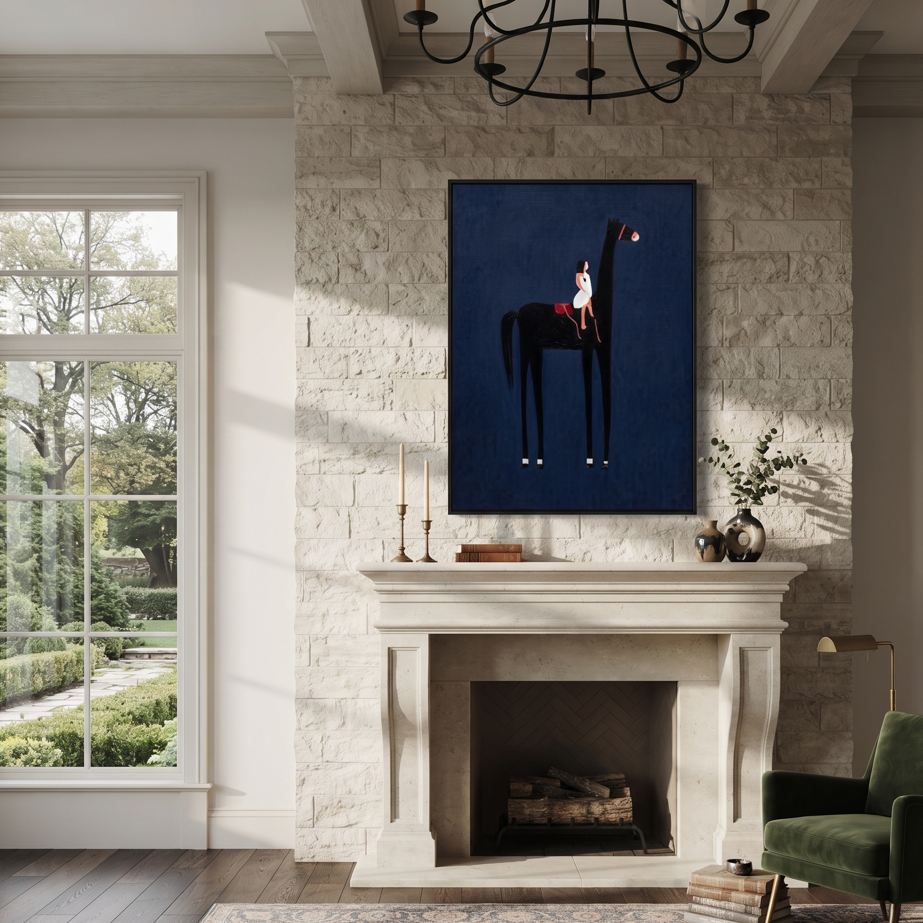 Red Boot Touches Midnight styled with warm modern furnishings