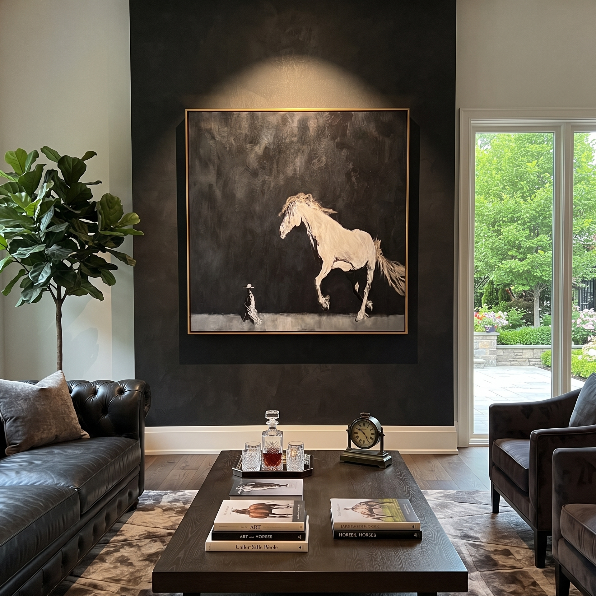 White Horse Defies Keeper styled with wood, linen, and modern decor