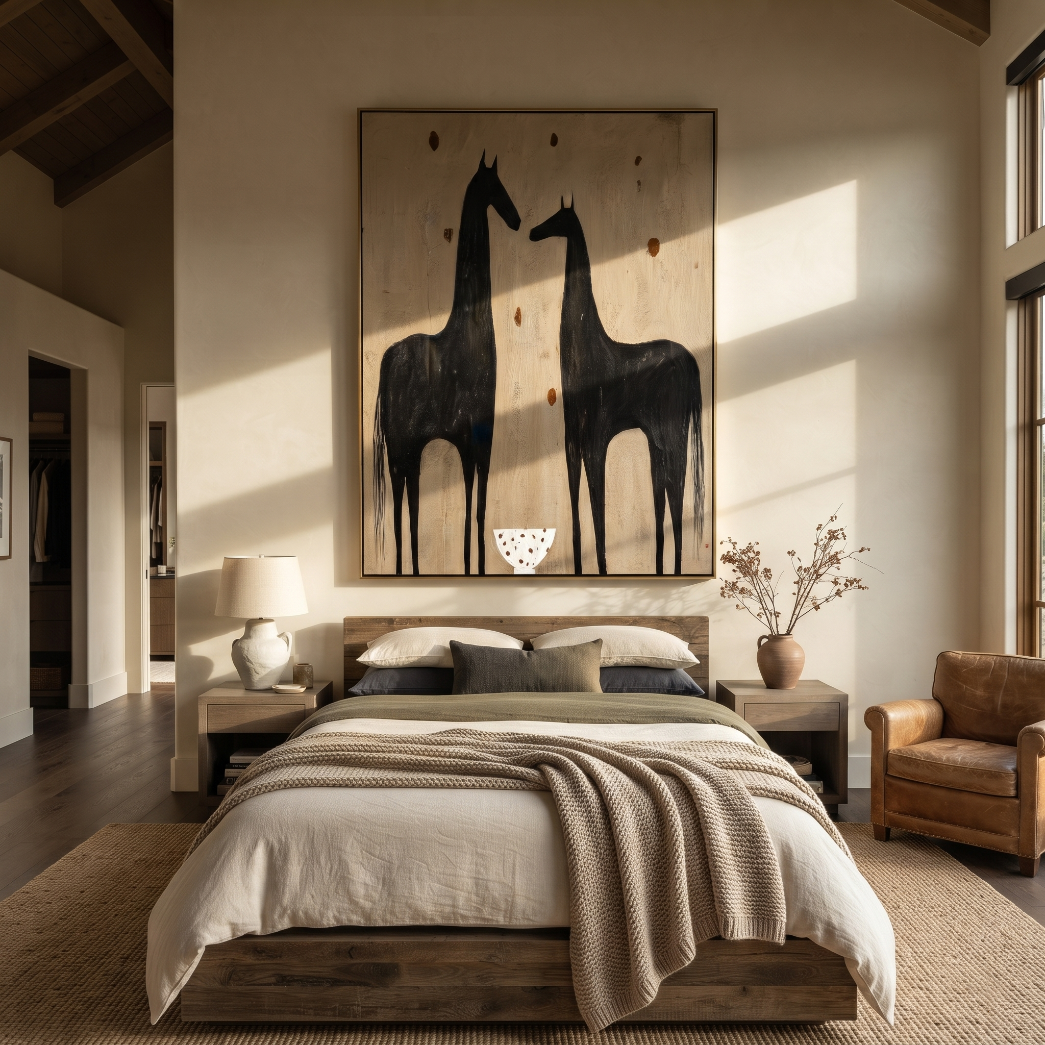 Two Horses Guard Bowl displayed in a collected contemporary interior