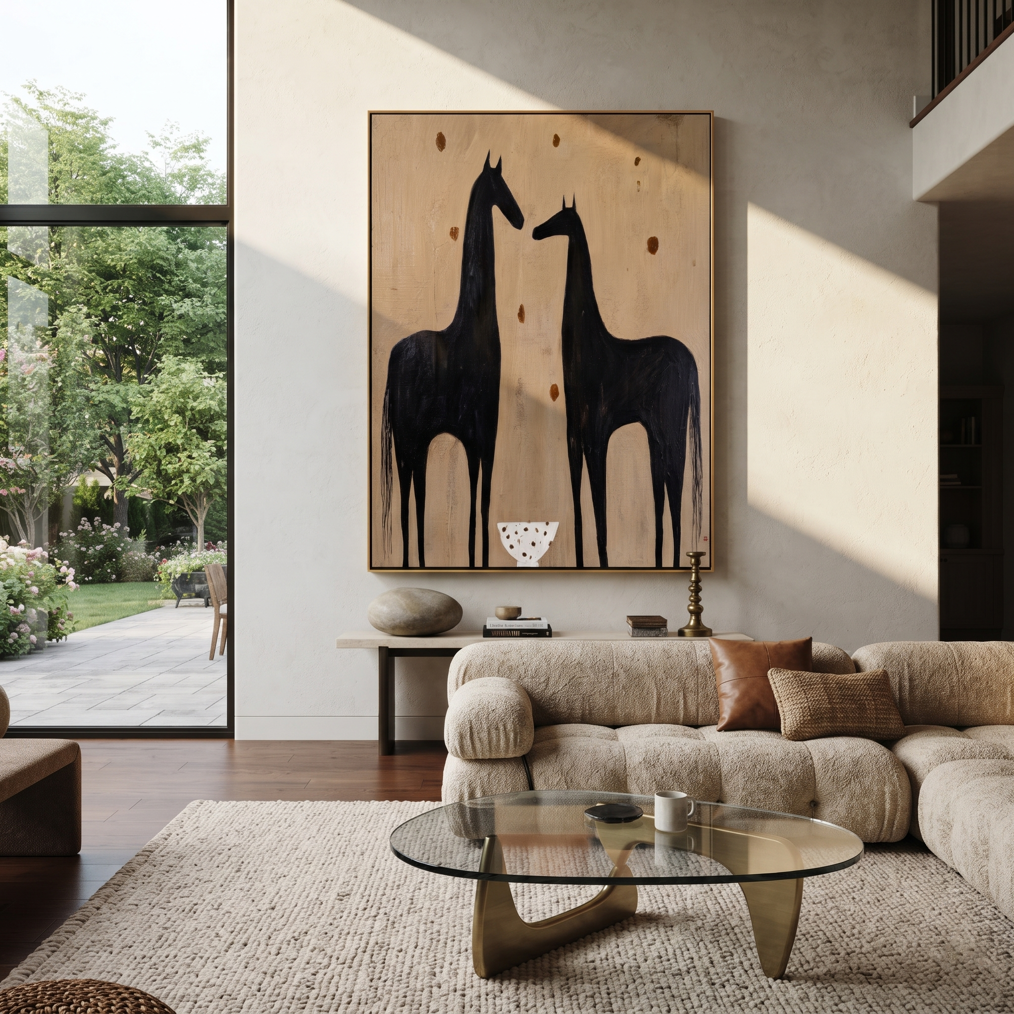 Two Horses Guard Bowl presented as a colorful interior focal point