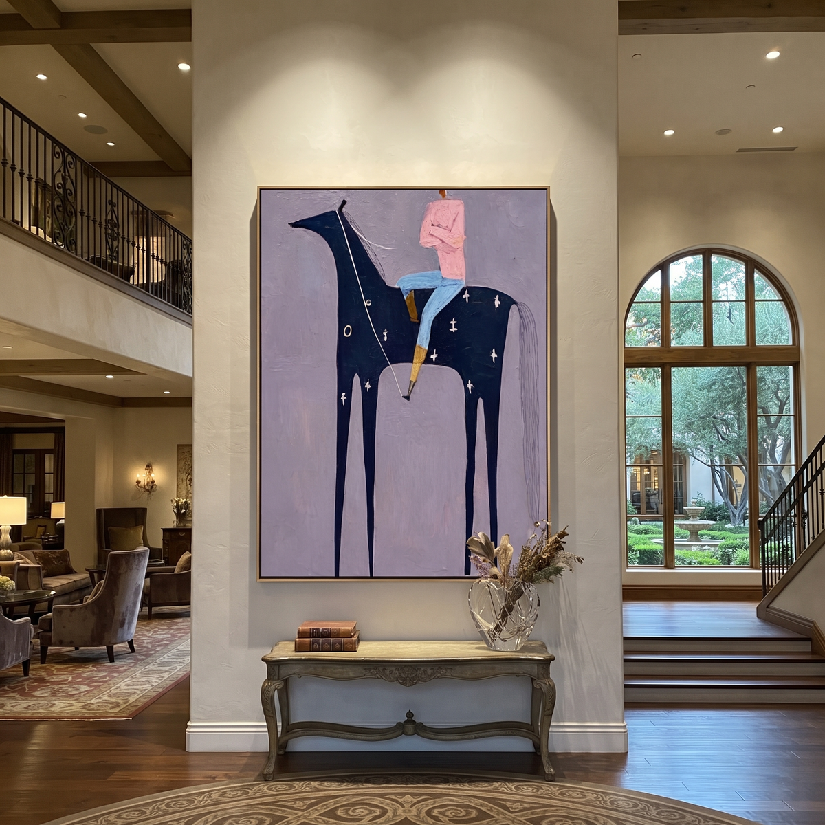 Pink Rider Rides Constellations displayed in a collected contemporary interior