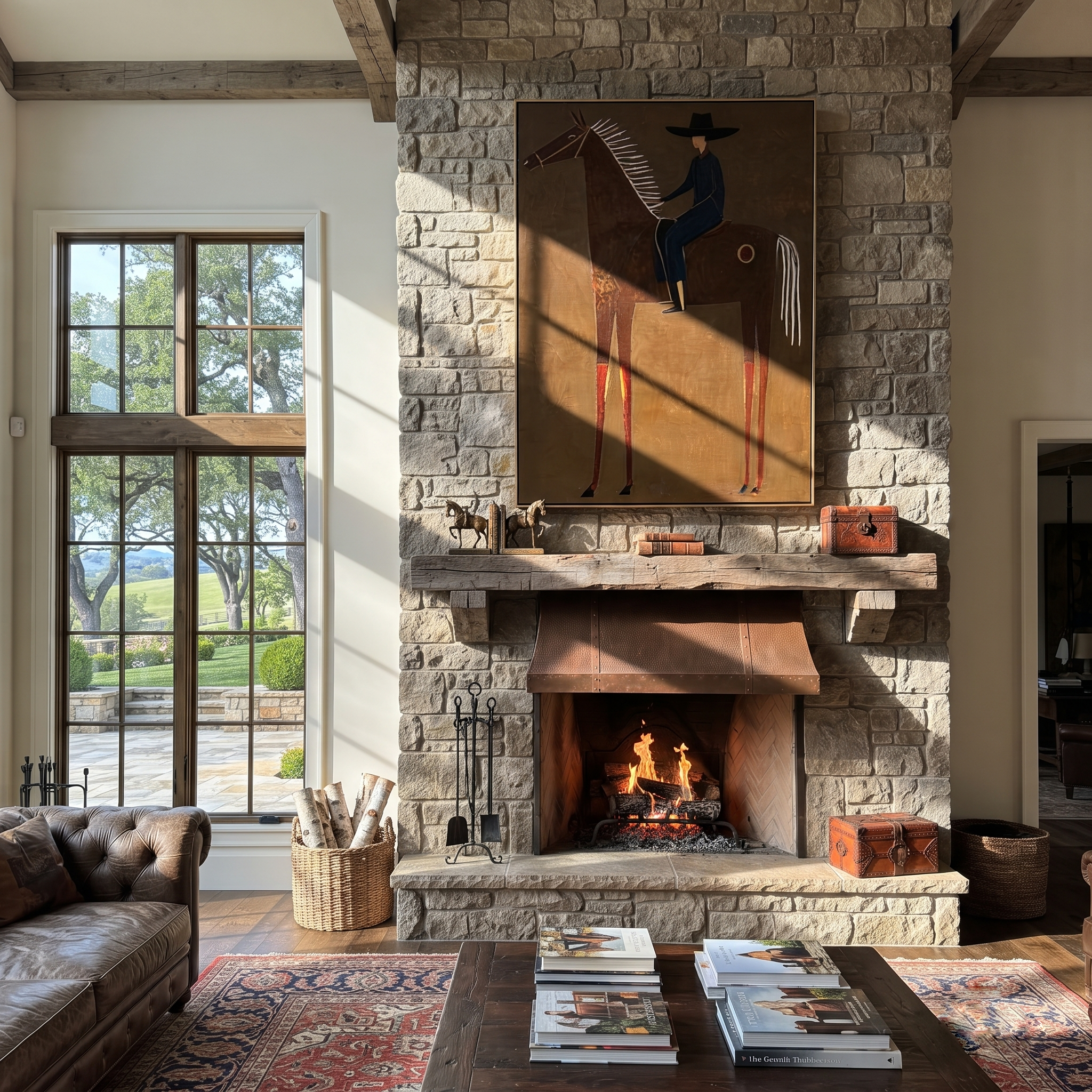 Blue Rider Sits Tall displayed in a collected contemporary interior