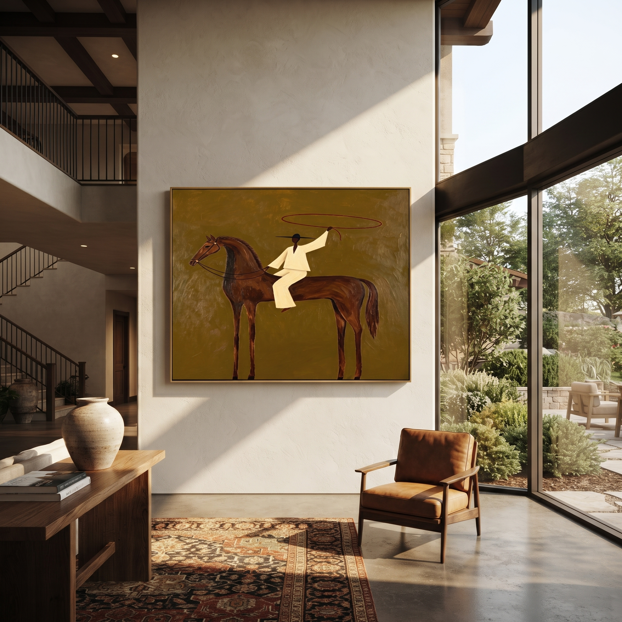 White Lasso Circles Chestnut presented as a colorful interior focal point