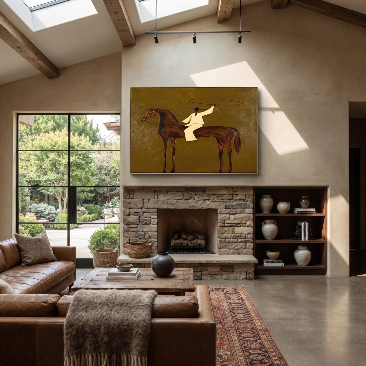 White Lasso Circles Chestnut displayed in a layered residential setting