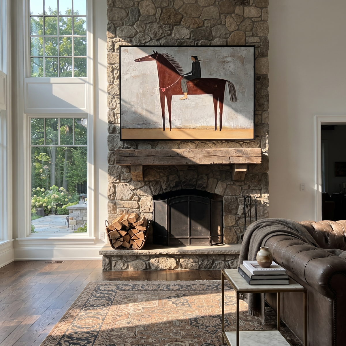 Quiet Rider Holds Gray displayed in a collected contemporary interior