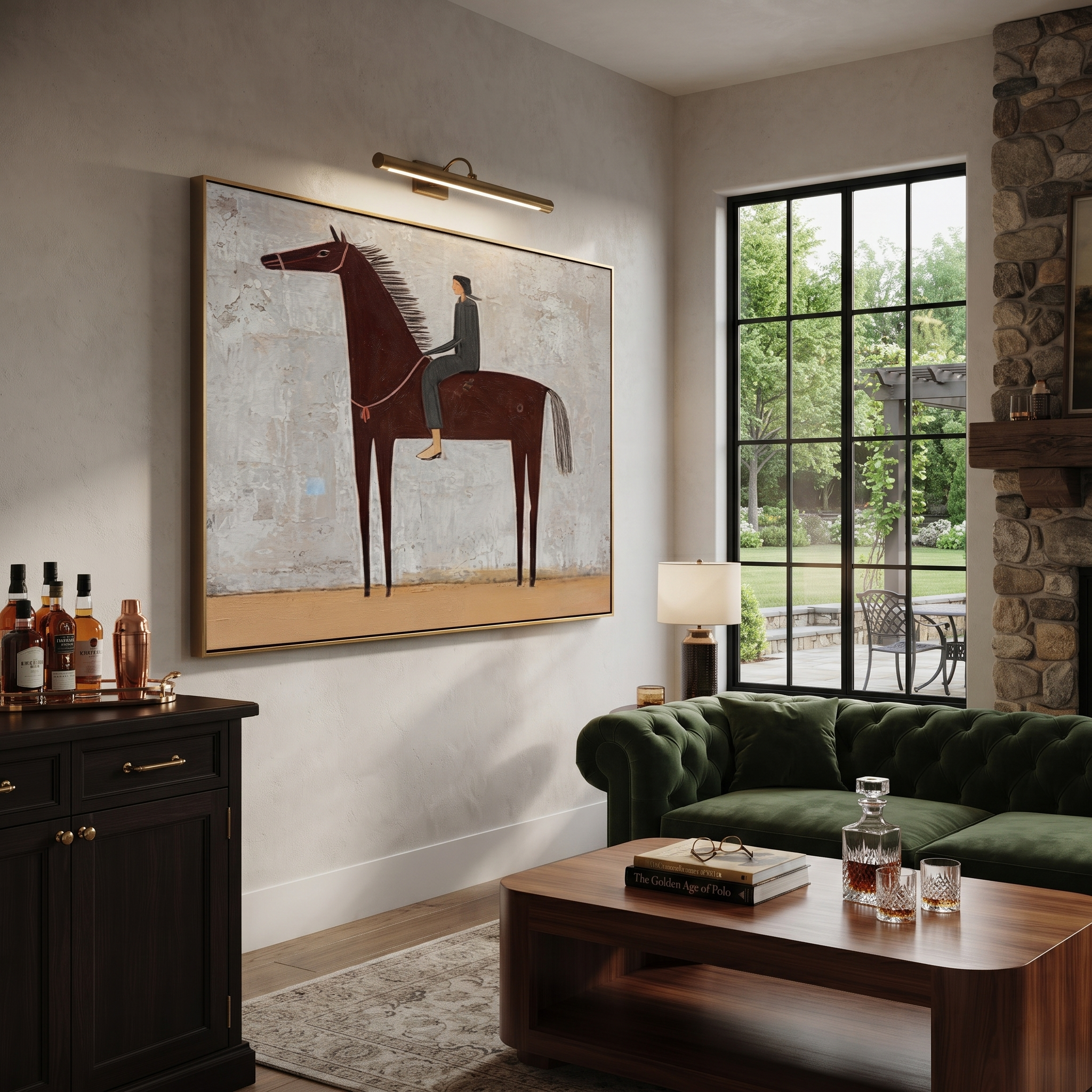 Quiet Rider Holds Gray presented as a colorful interior focal point
