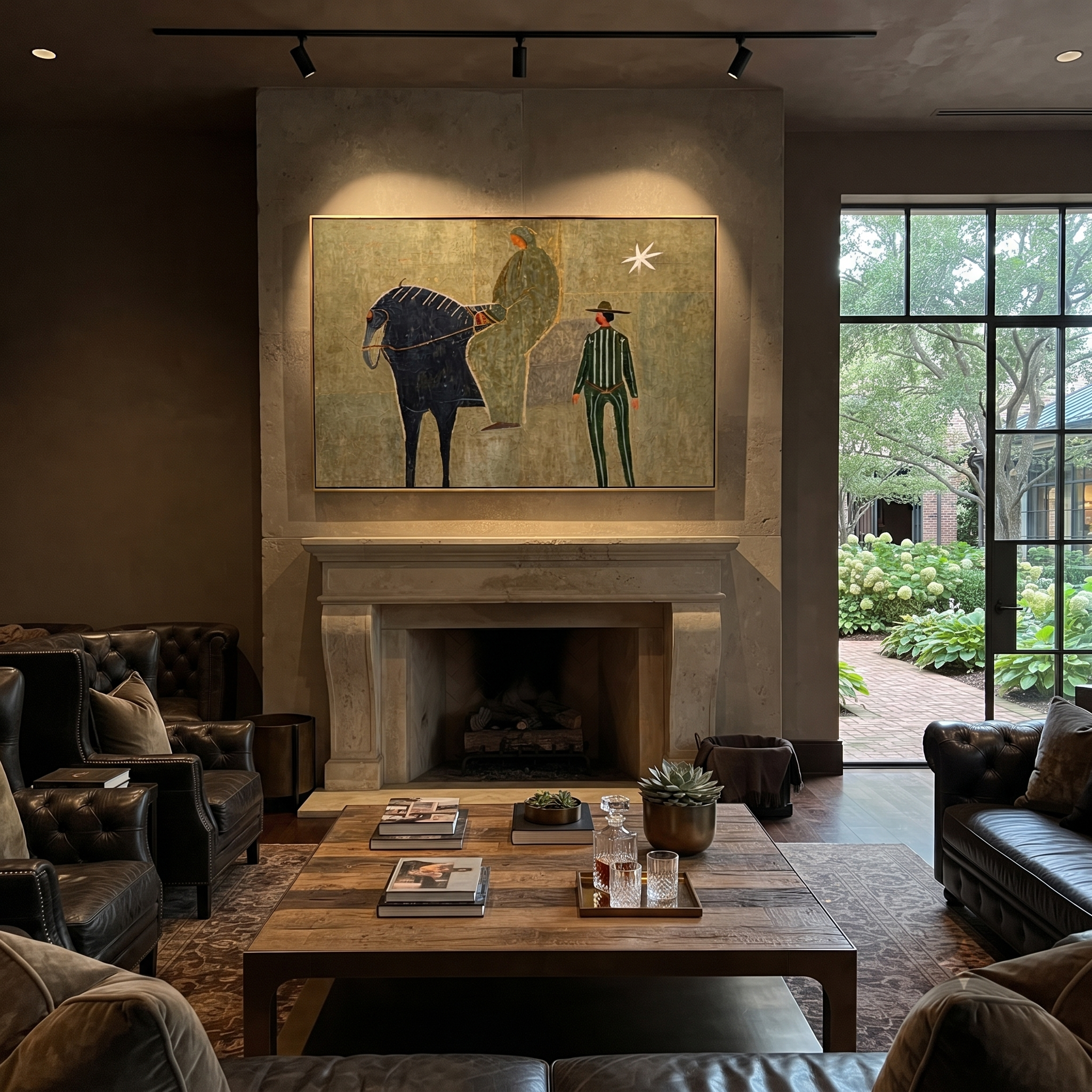 Handler Waits beneath Star presented as a colorful interior focal point