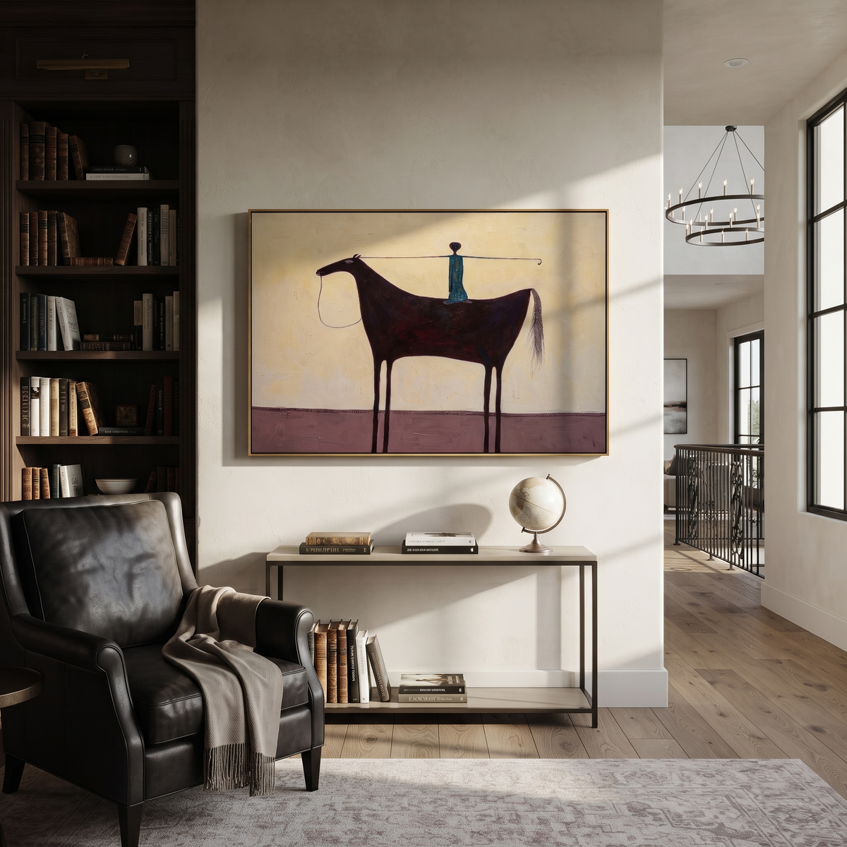Blue Balance Spans Saddle styled with warm modern furnishings