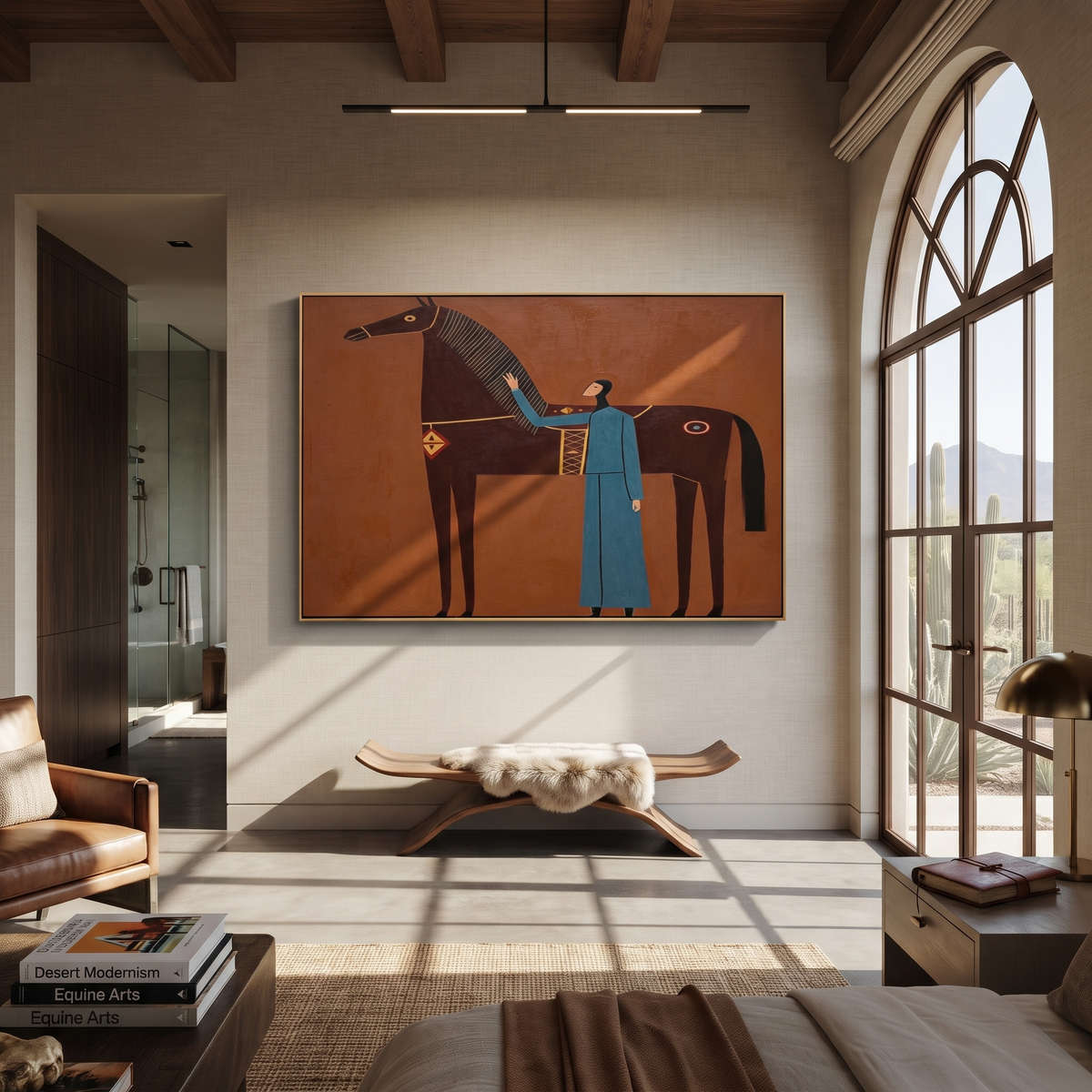Blue Companion Meets Chestnut displayed in a layered residential setting