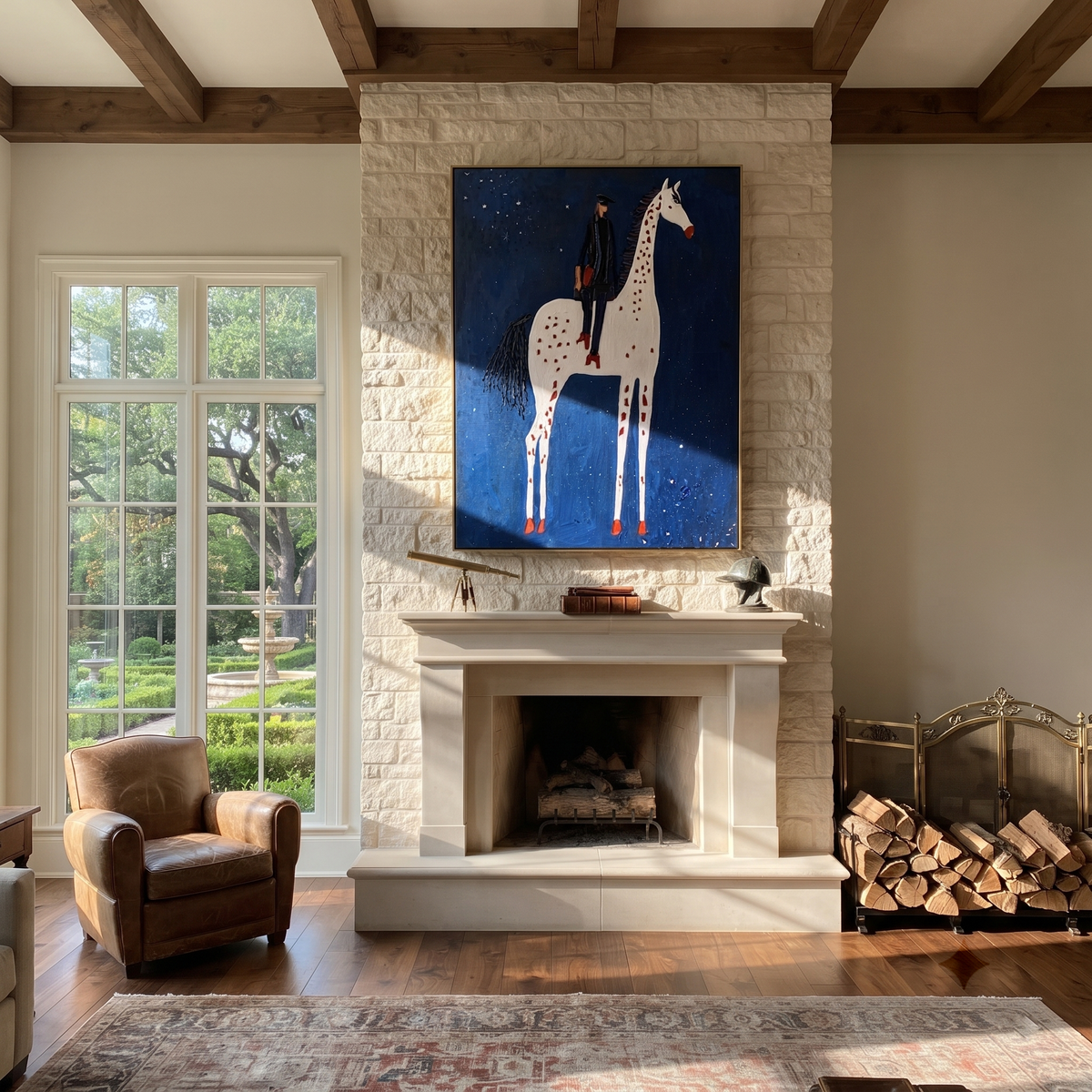 White Spots Pierce Night displayed in a layered residential setting