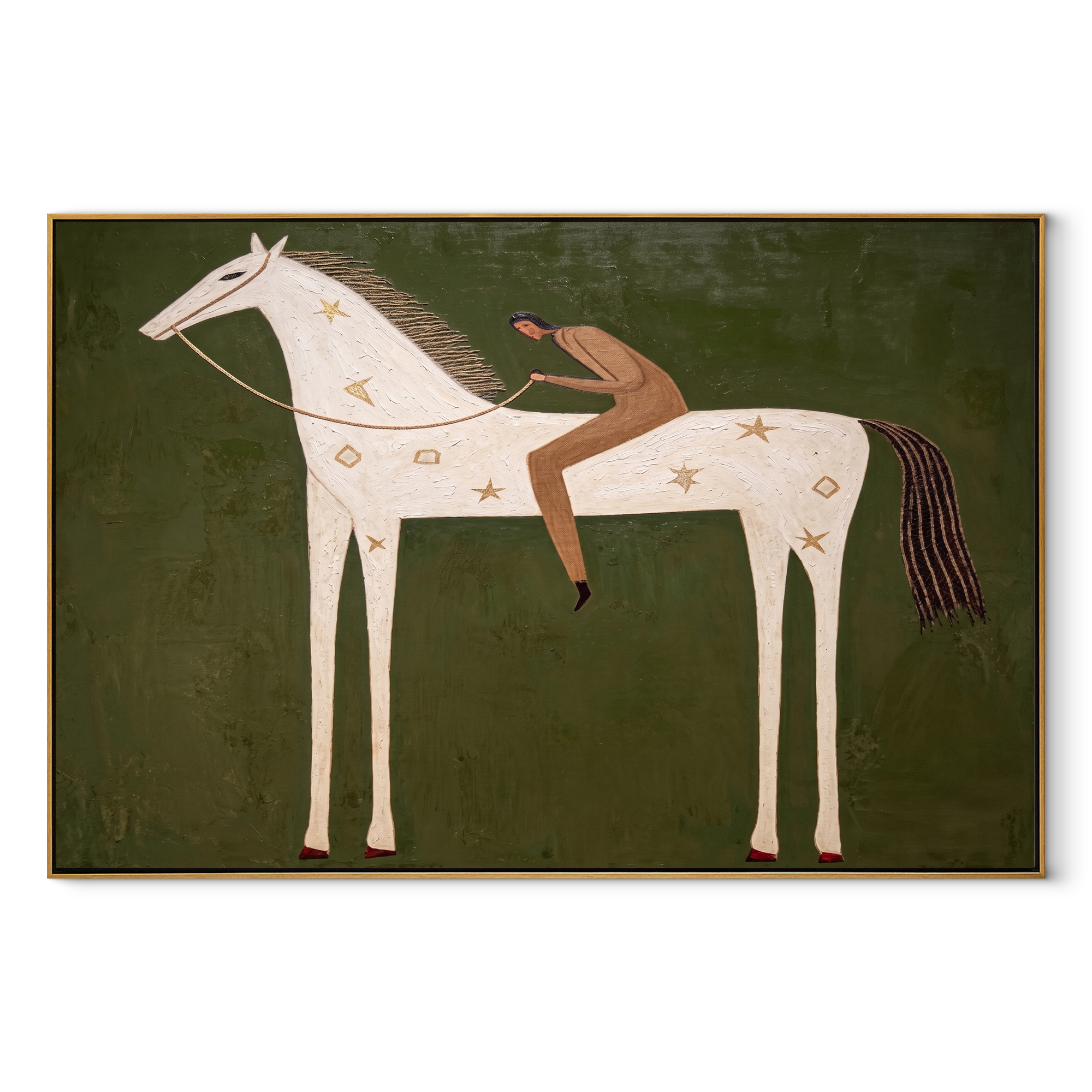 Reclining Figure Trusts Ivory equestrian horse painting, horizontal canvas artwork