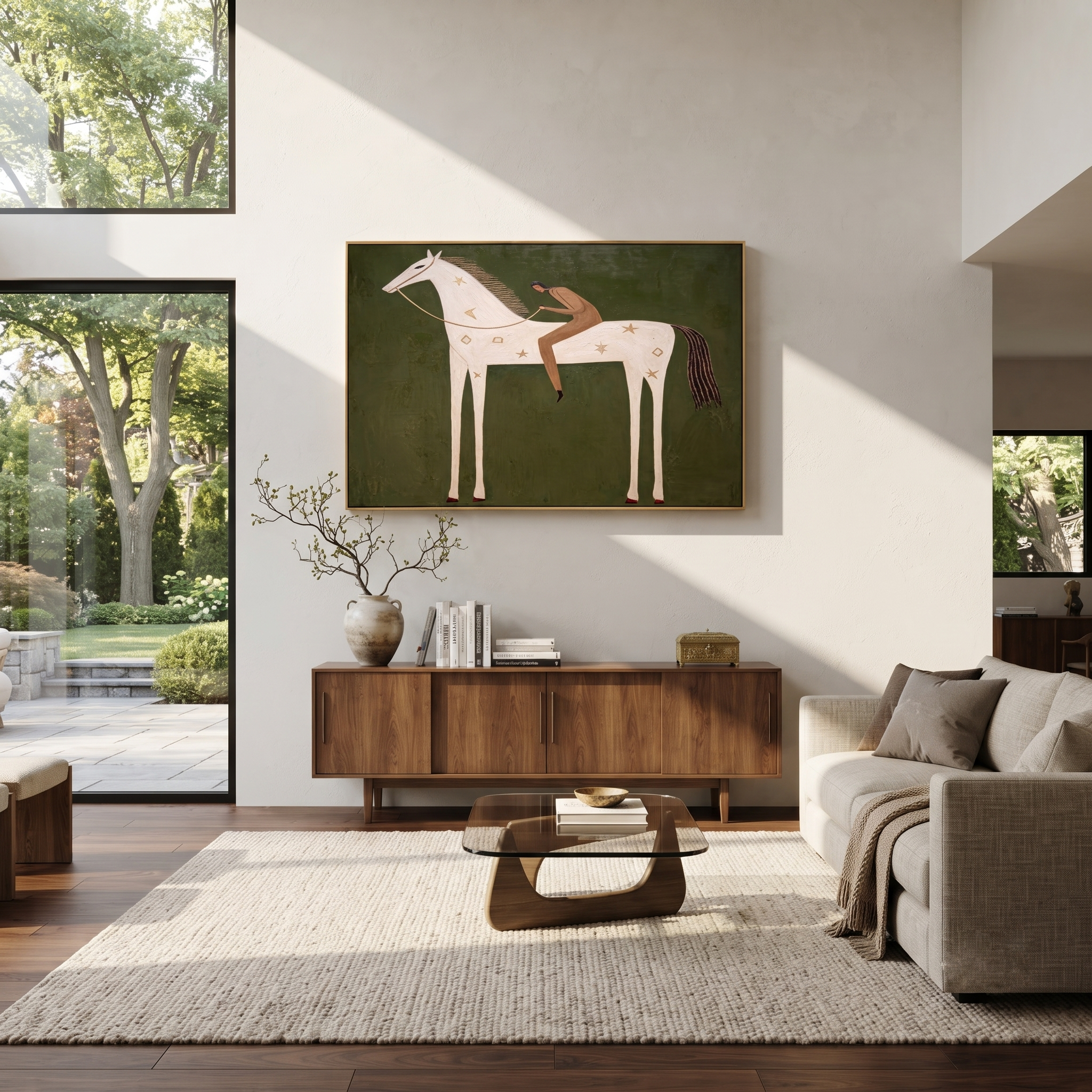 Reclining Figure Trusts Ivory styled with wood, linen, and modern decor