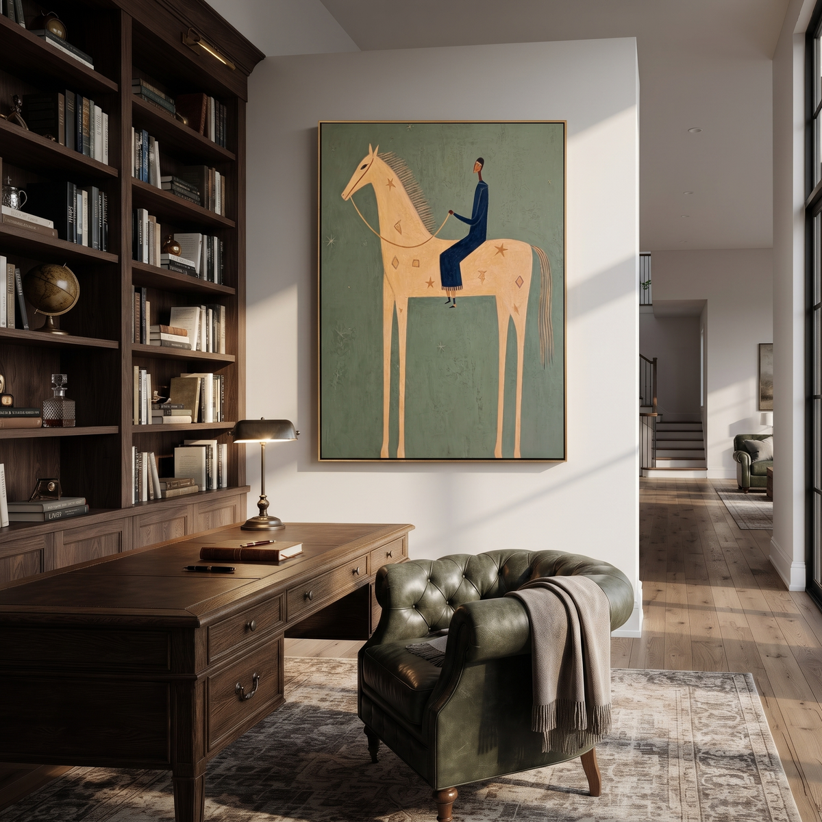 Blue Tailoring Rides Ivory presented as a colorful interior focal point