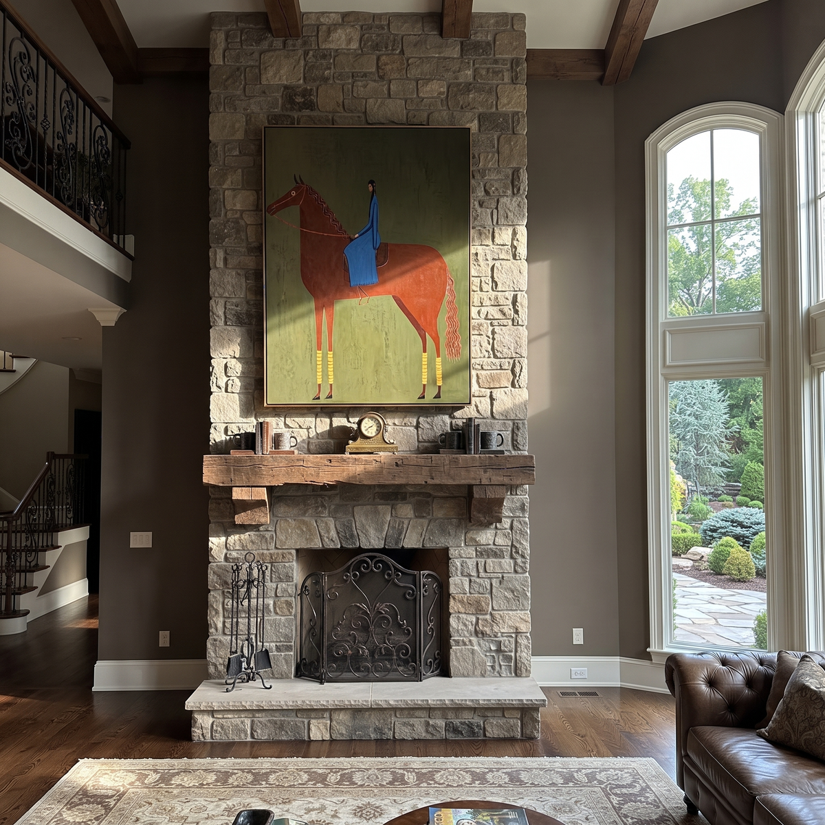 Blue Fabric Rests Chestnut styled with warm modern furnishings