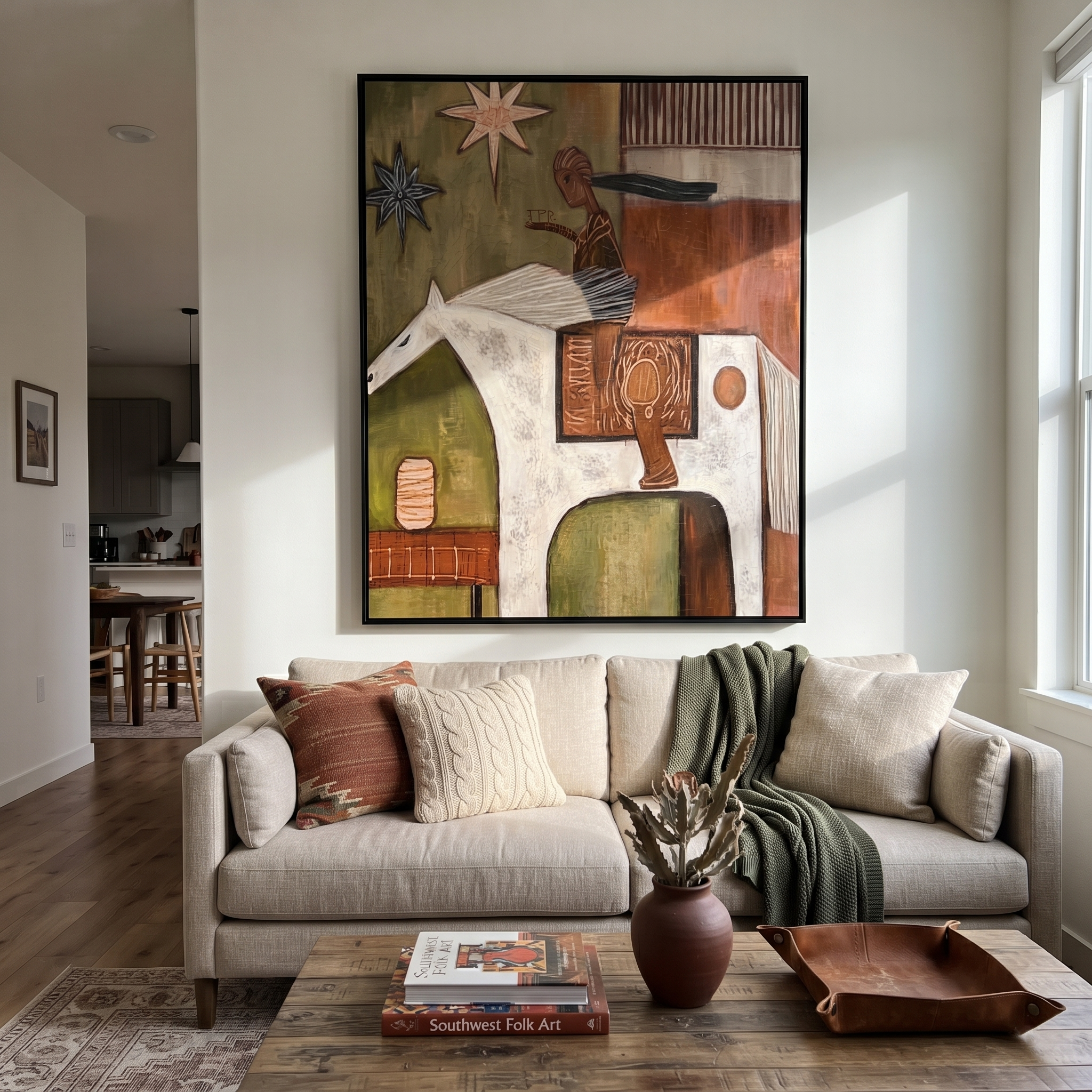 White Horse Carries Journey styled with warm modern furnishings