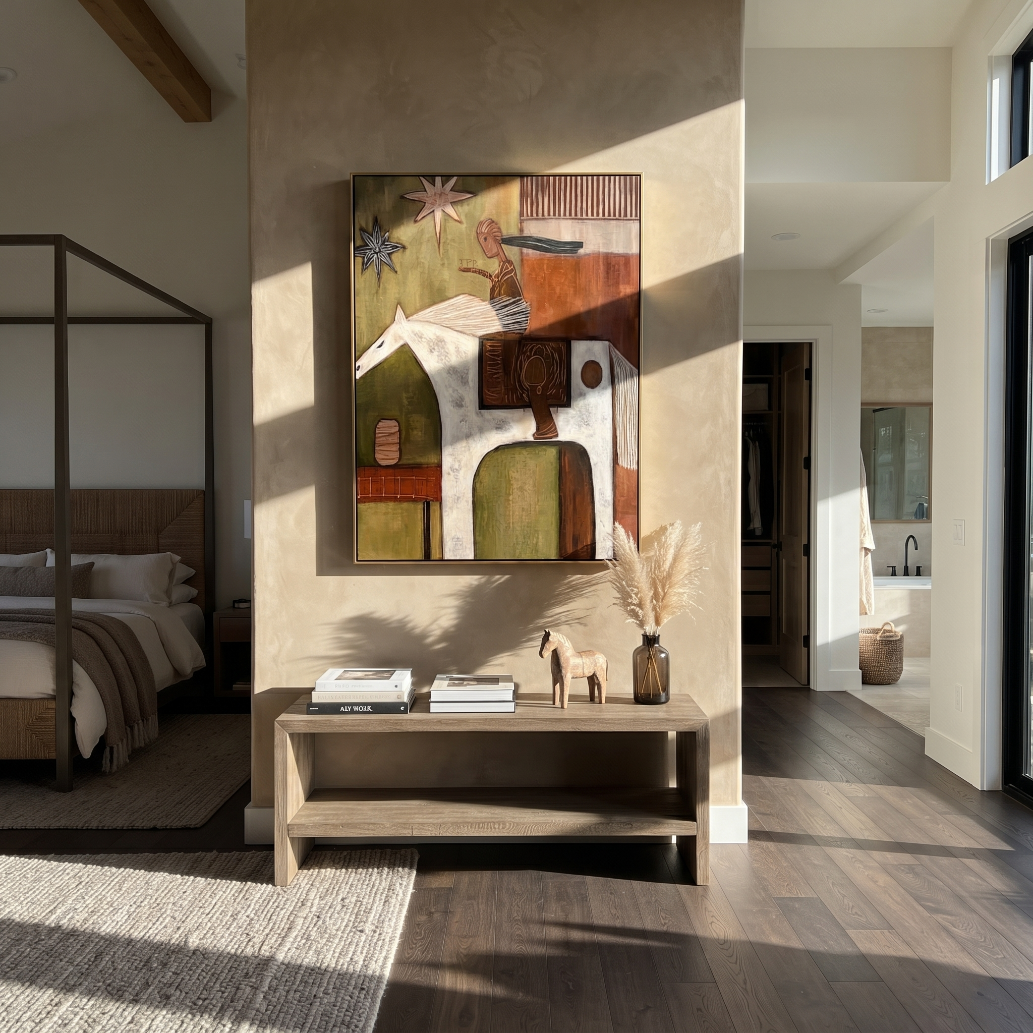 White Horse Carries Journey presented as a colorful interior focal point